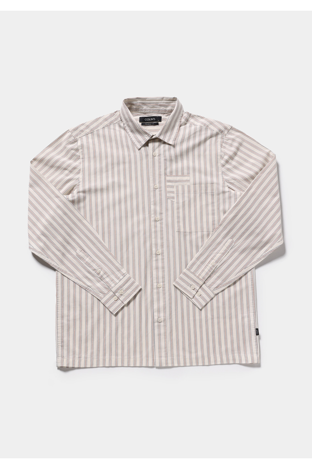 پیراهن مردانه آستین بلند راه راه یقه گرد مدل Off-White کالینز پیراهن Colin's