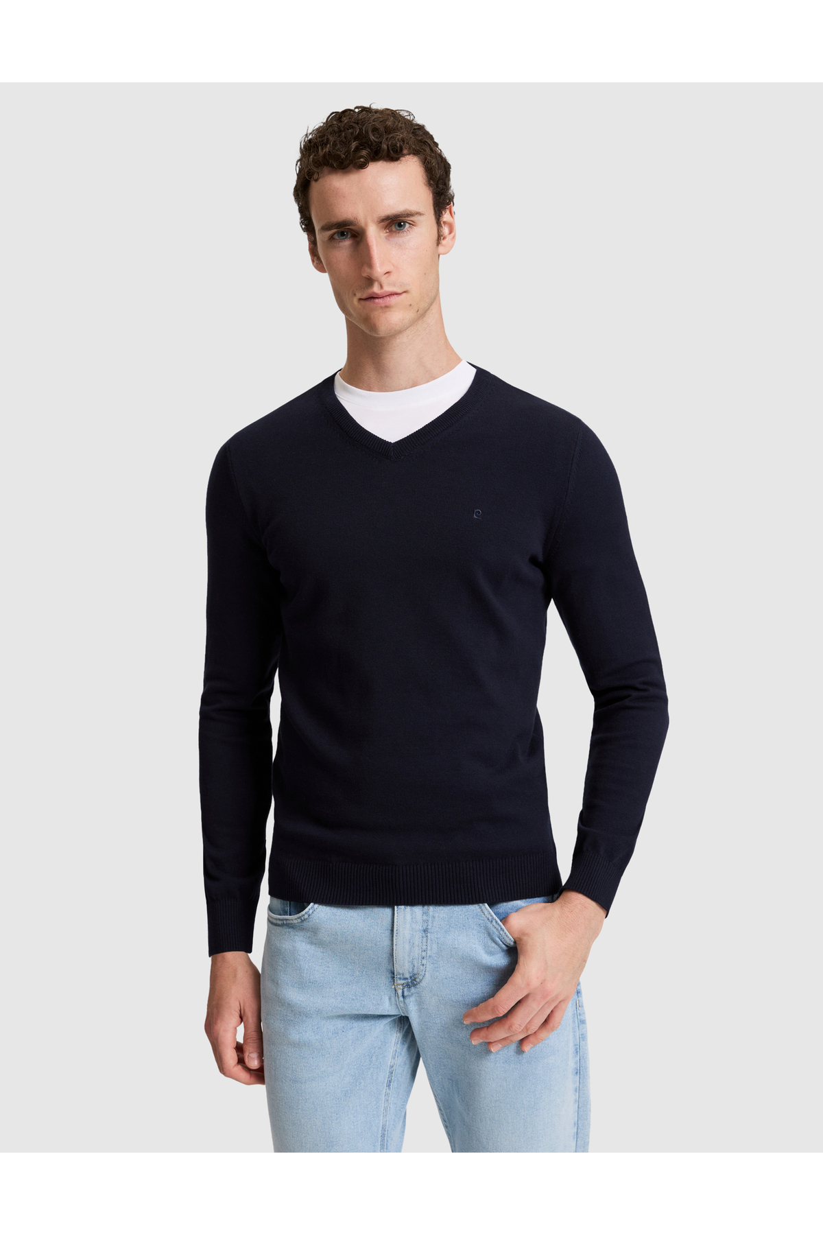 ژاکت بافتنی ساده سرمه‌ای مدل 50315510-VR033 پیر کاردین پلیور Pierre Cardin