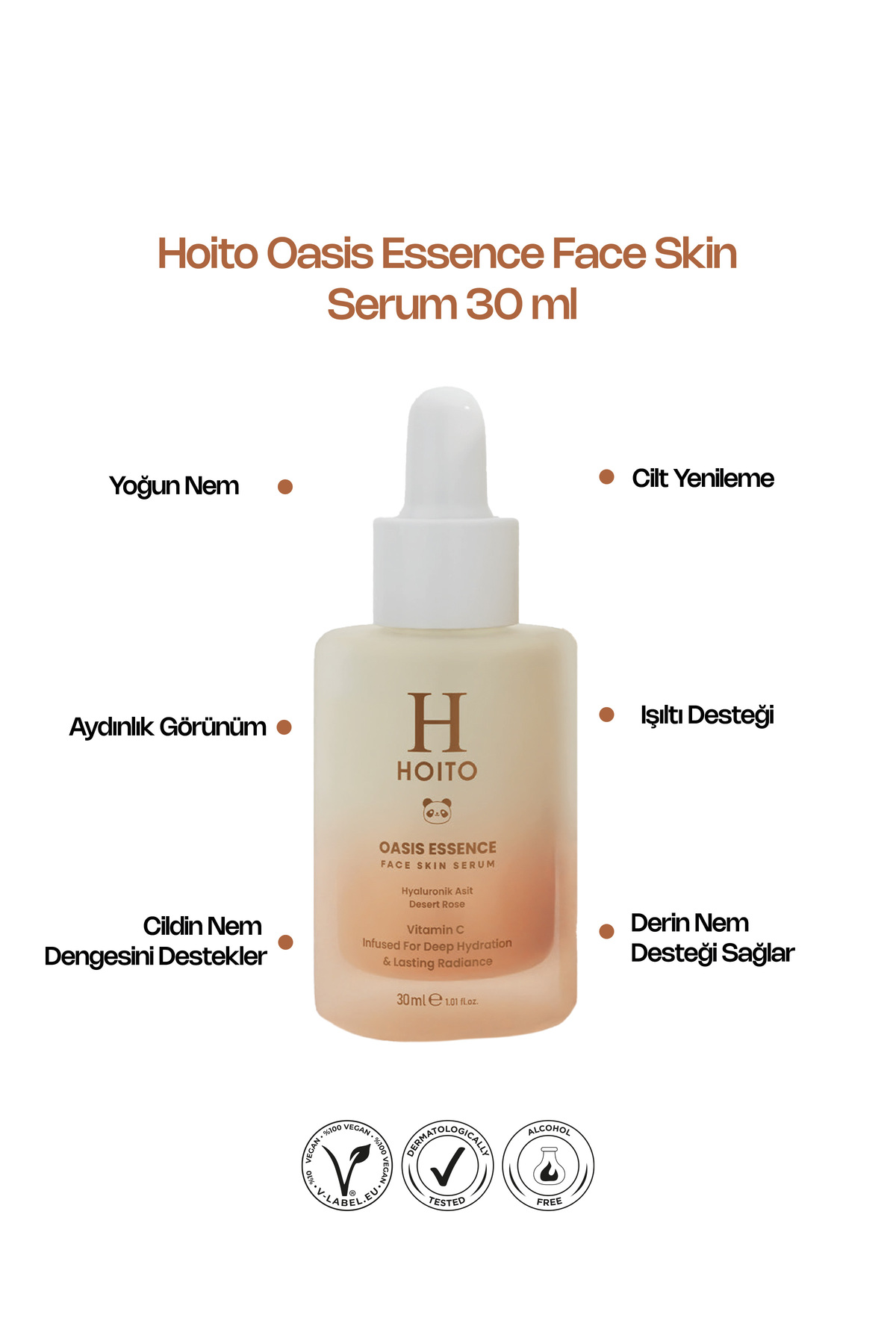 Oasis Face Skin Serum – Vitamin C, Hyaluronik Asit & Çöl Gülü İçeren Yoğun Nem ve Işıltı Serumu 30 ml — OEFSS — تصویر 2 از 3