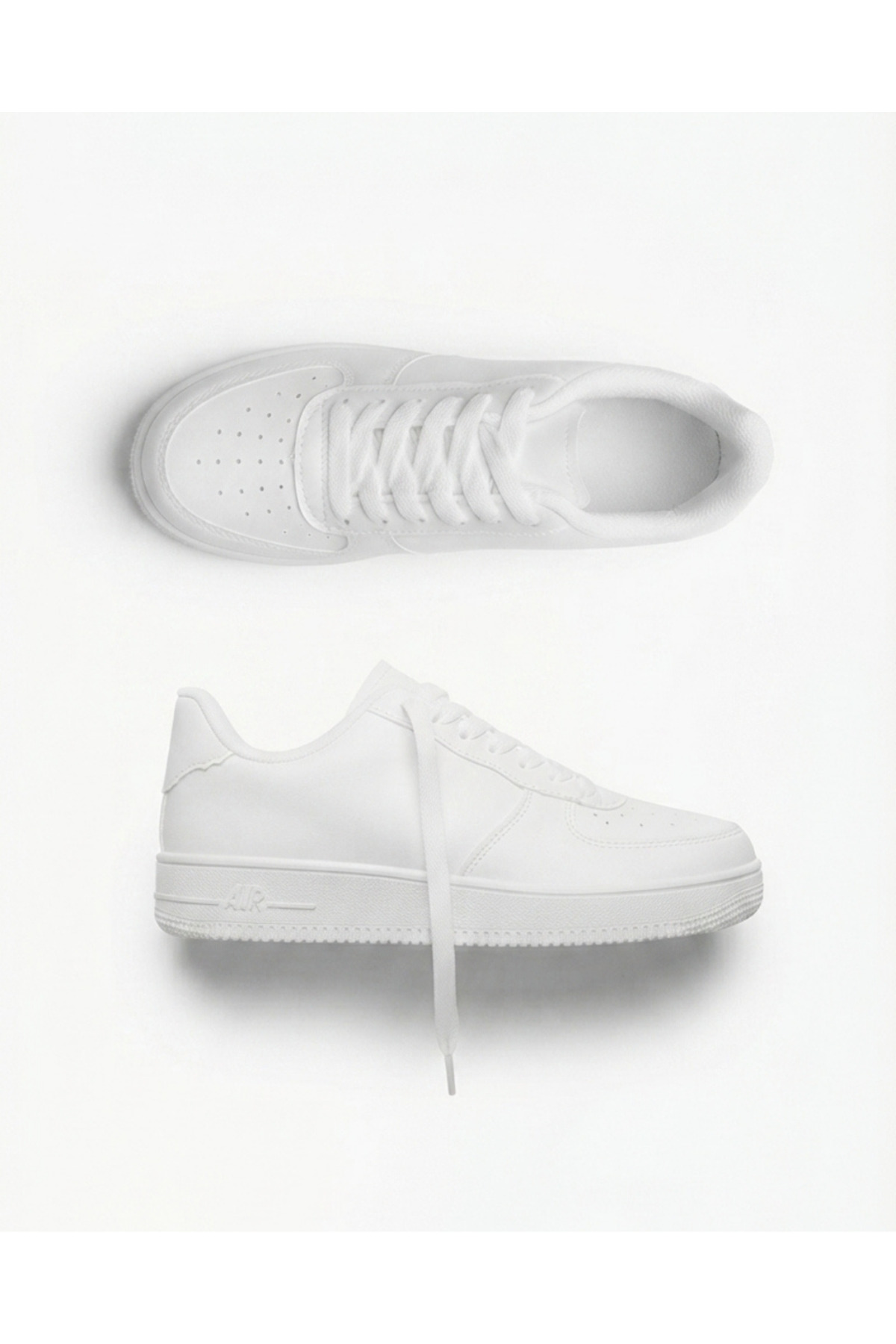 Enes Ayakkabıcılık Kadın Beyaz Yüksek Taban Bağcıklı Günlük Yürüyüş Sneaker Air Spor Ayakkabı