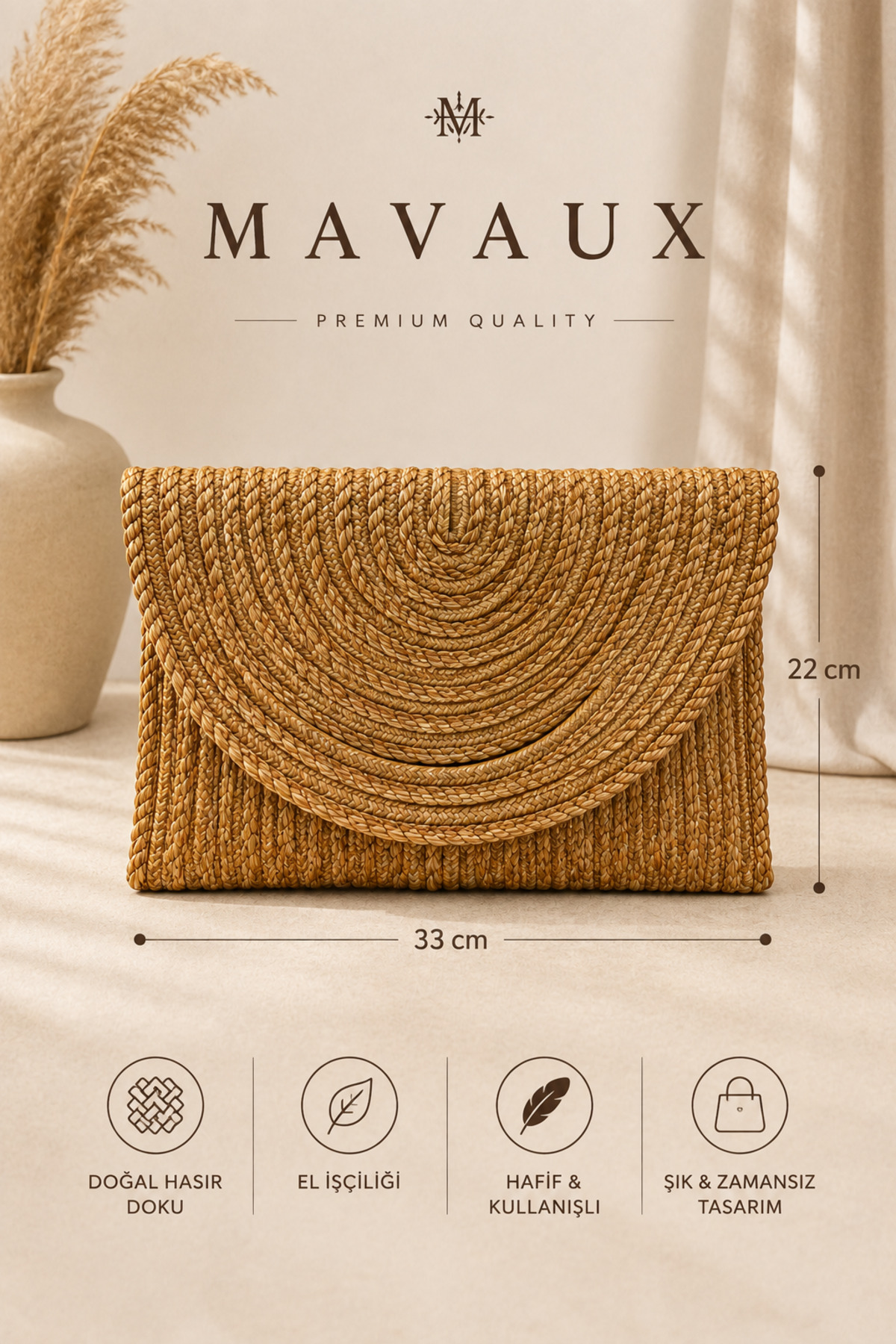 MaVaux El Geçirme Detaylı Zarf Portföy Clutch Çanta görsel 5