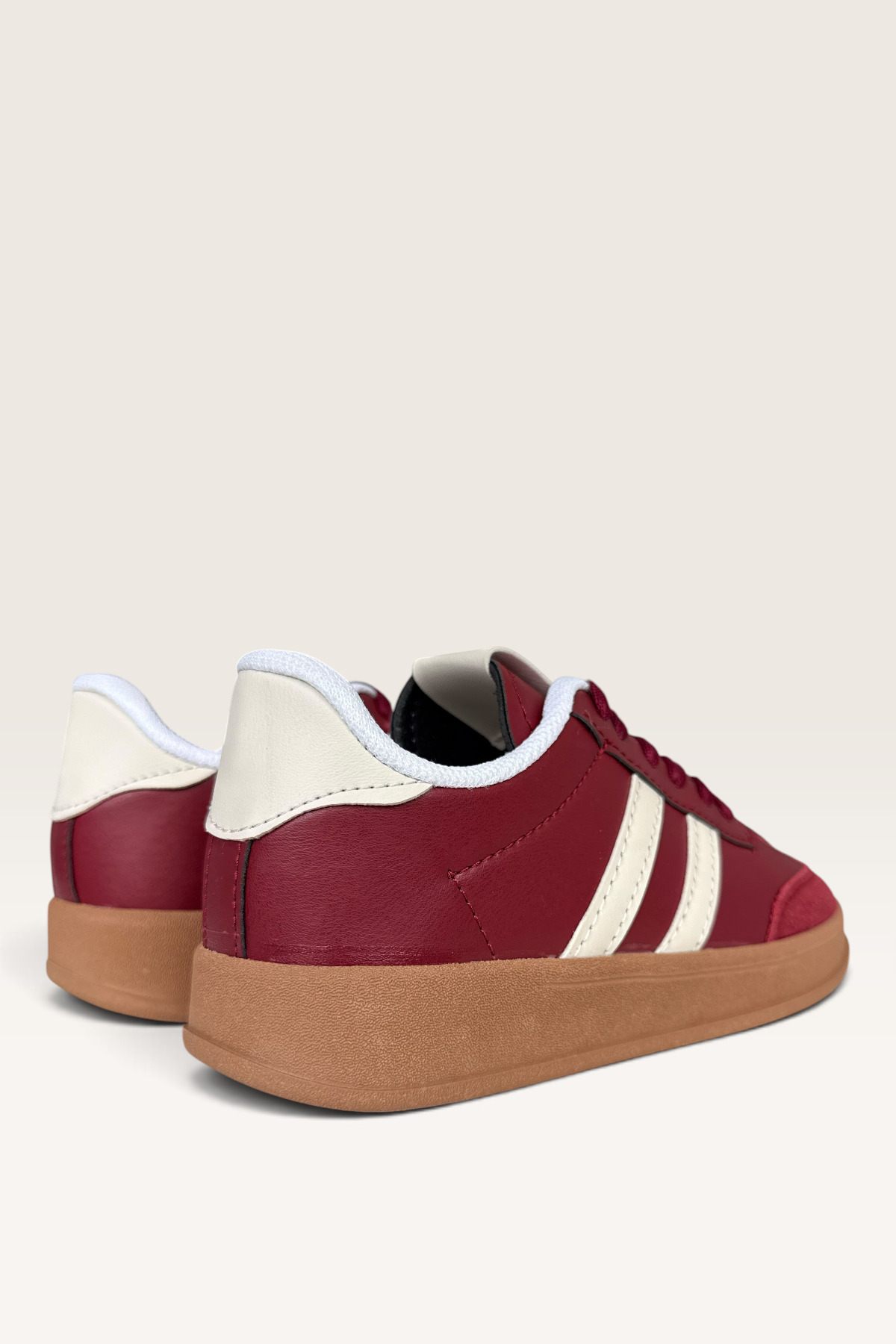Liger Unisex Rahat Hafif Spor Ayakkabı BORDO - KREM görsel 4