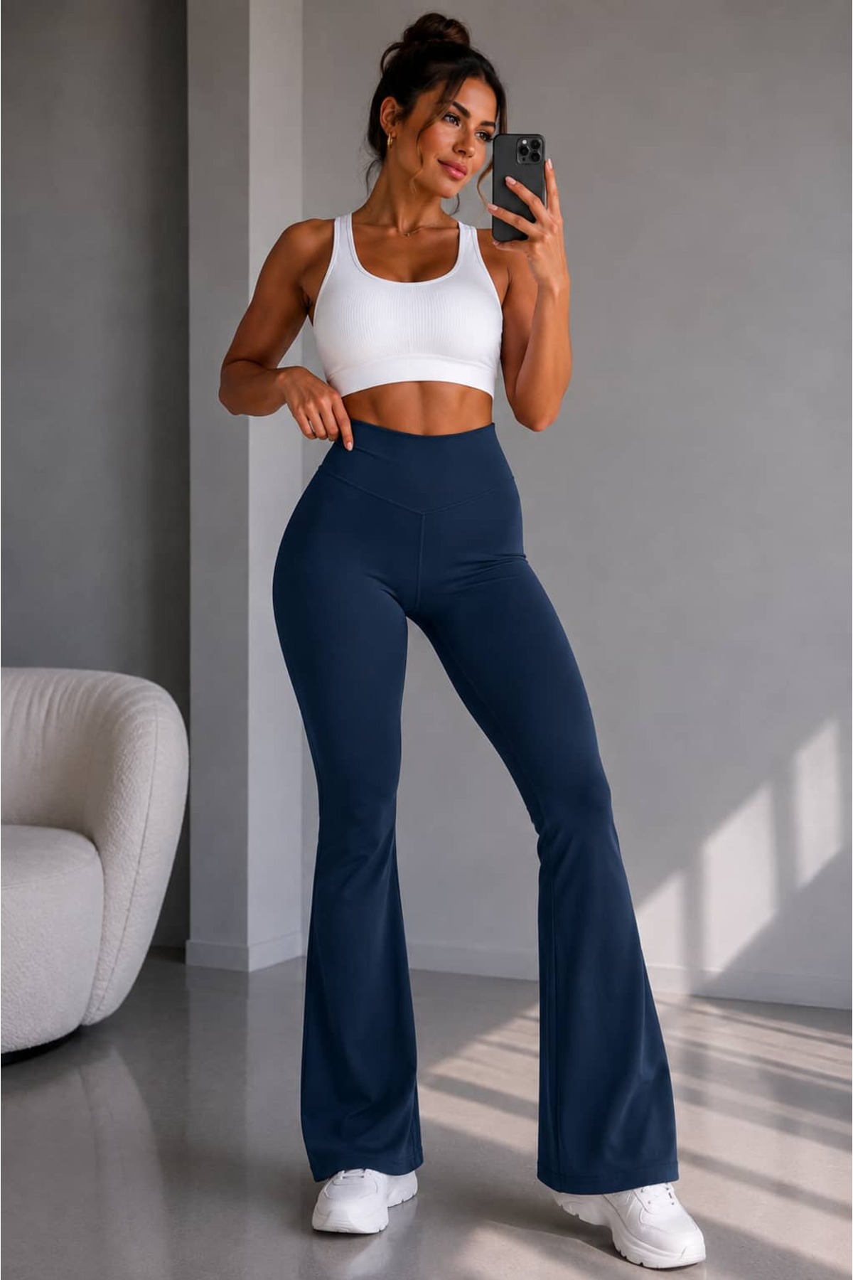 bb butik basic Yüksek Bel İspanyol Paça Esnek Toparlayıcı Tayt TY3434 görsel 4