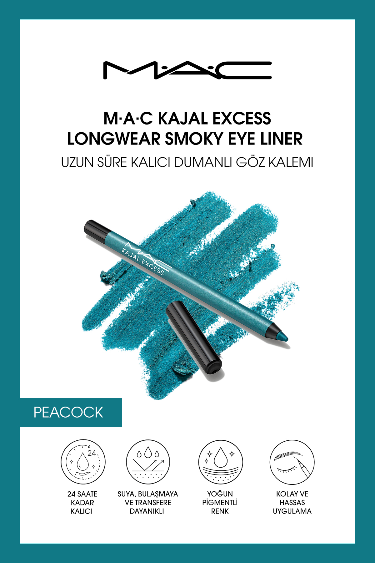 M.A.C M·A·C Kajal Excess Longwear Smoky Eye Liner - Peacock — مشکی 147380