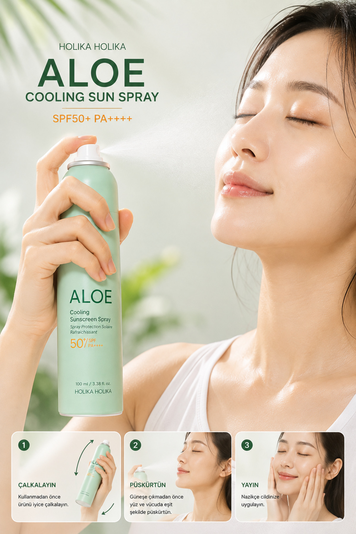 اسپری ضد آفتاب خنک کننده آلوئه آیس SPF50+ PA++++ - اسپری ضد آفتاب طراوت بخش حاوی آلوئه ورا ۱۰۰ میلی لیتر — TYCE1CE0CACA30A6C523B9D00 — تصویر 2 از 2