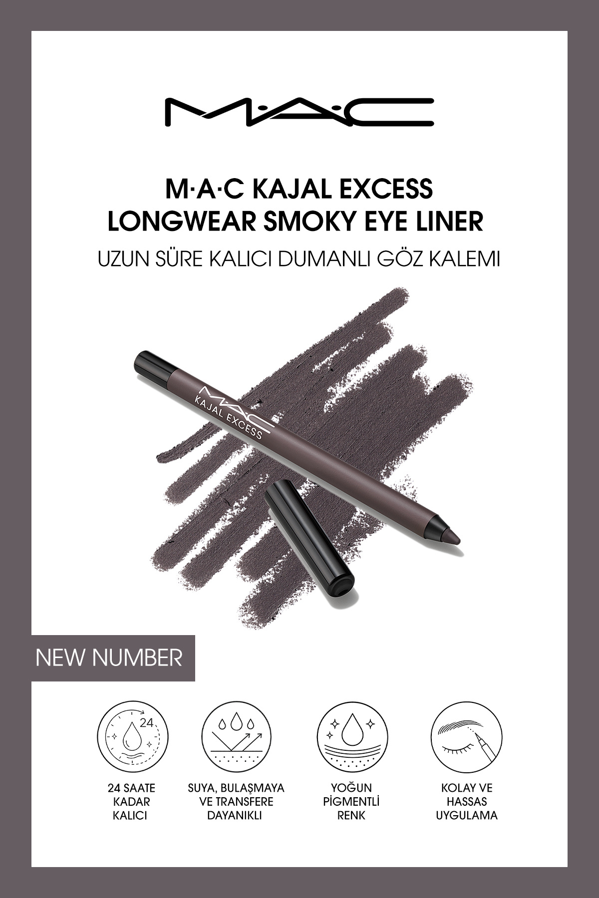 M.A.C M·A·C Kajal Excess Longwear Smoky Eye Liner Uzun Süre Kalıcı Dumanlı Kajal Göz Kalemi - New Number — مشکی 147380