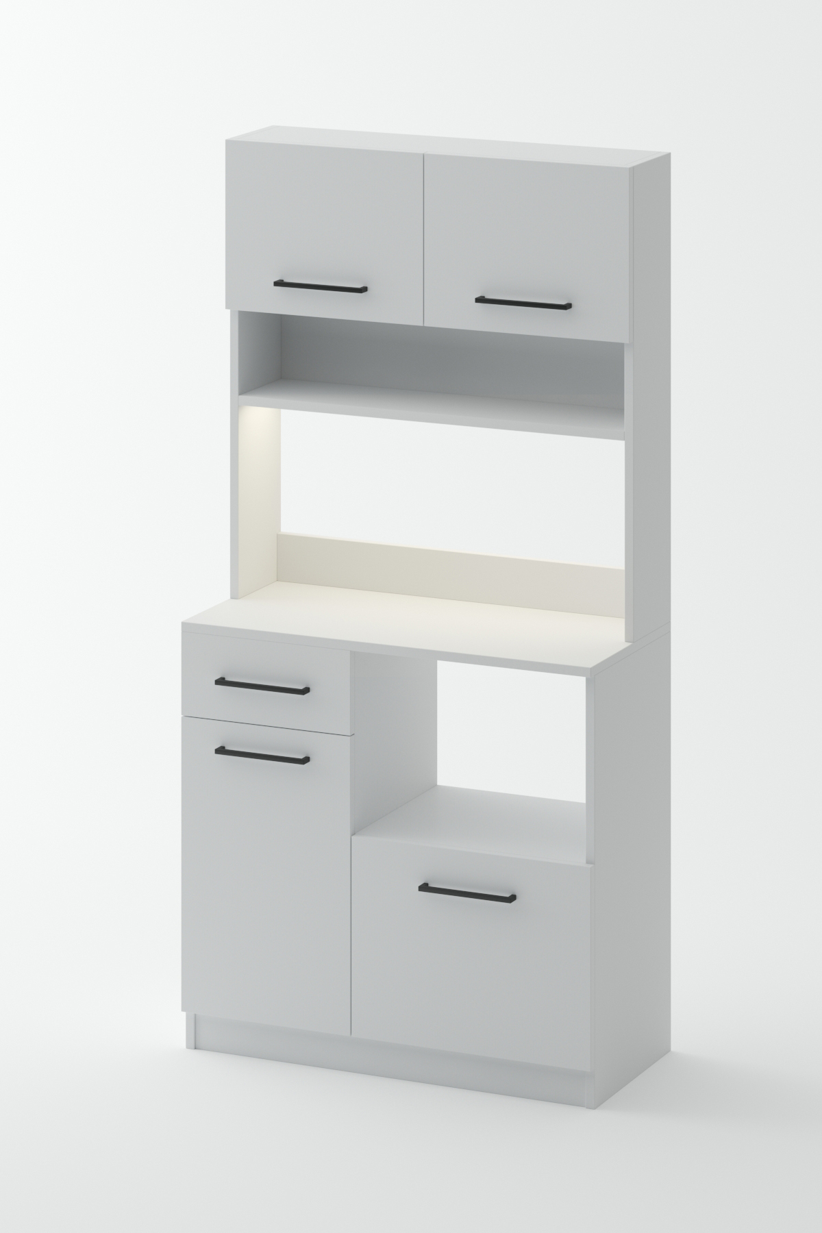 کابینت قهوه‌خوری مدرن با نور LED - ۴ درب و ۱ کشو - کابینت چندمنظوره با نور LED و فضای ذخیره‌سازی وسیع