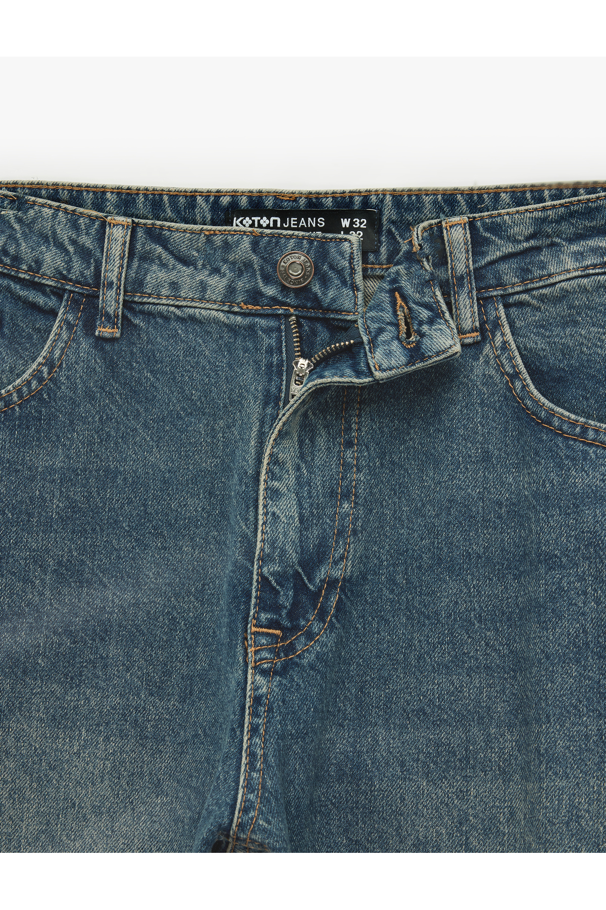 Koton Pamuklu Cepli Normal Bel Vintage Straight Fit Jean Pantolon görsel 4