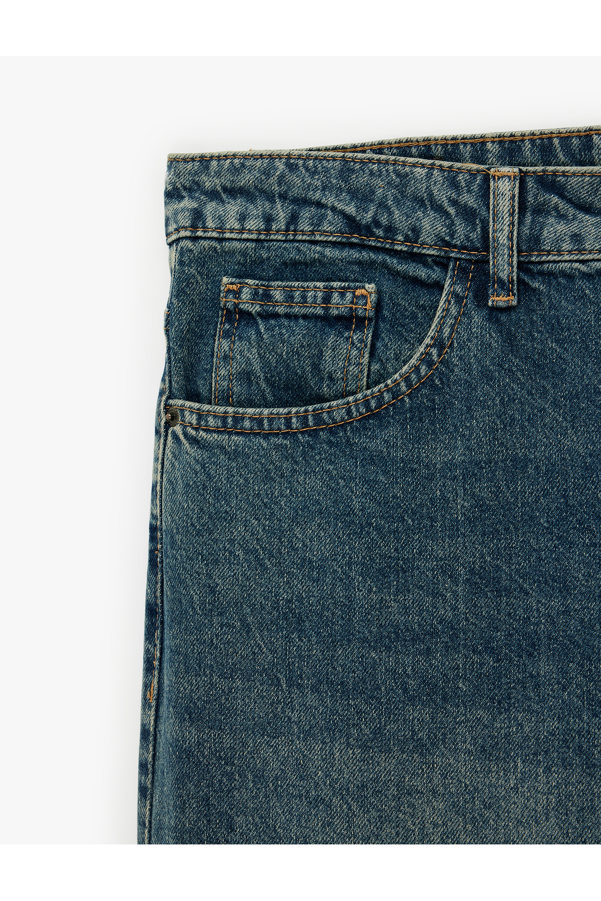 Koton Pamuklu Cepli Normal Bel Vintage Straight Fit Jean Pantolon görsel 3
