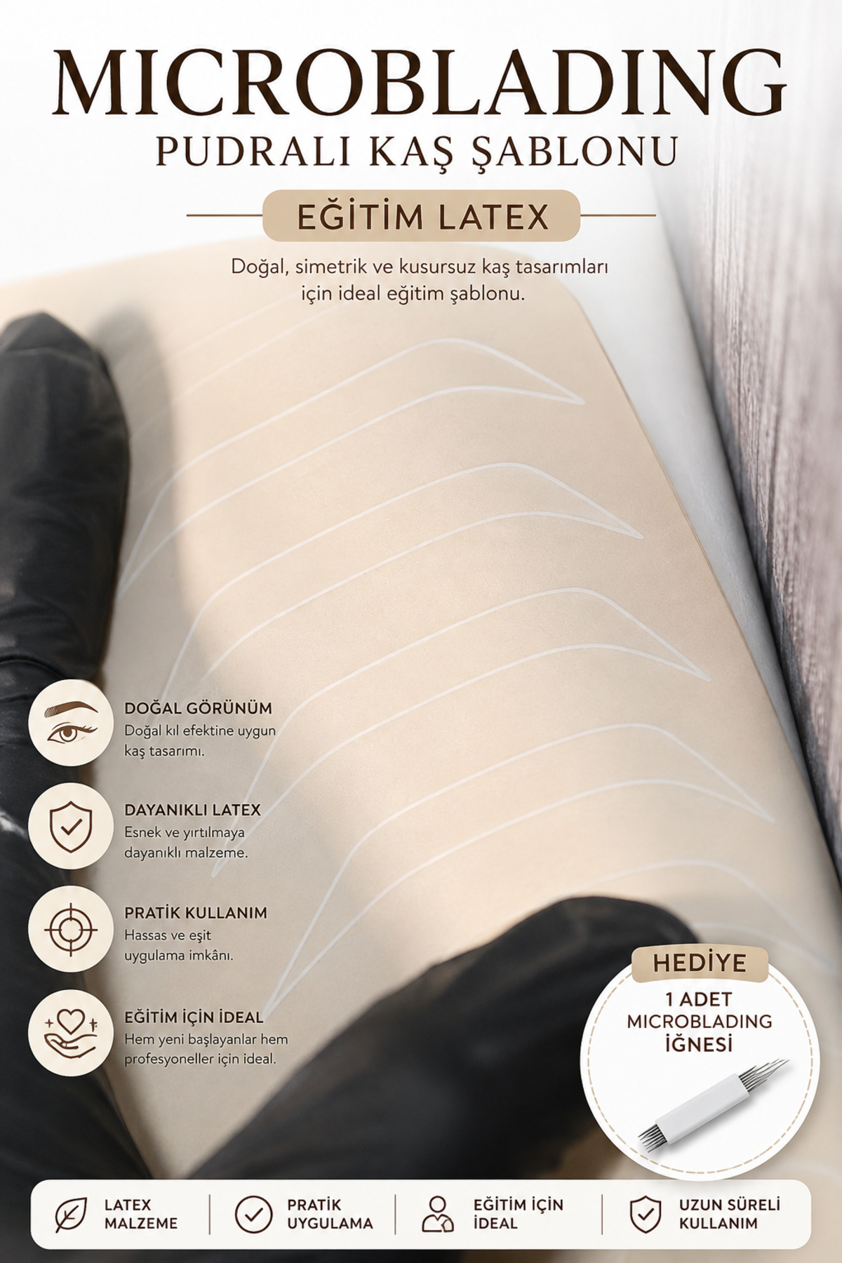 Kalıcı Makyaj Eğitim Pudralı Lateks Kaş Şablonlu/Microblading Çalışma Lateks 1 Adet — latexpudra1 — تصویر 4 از 4