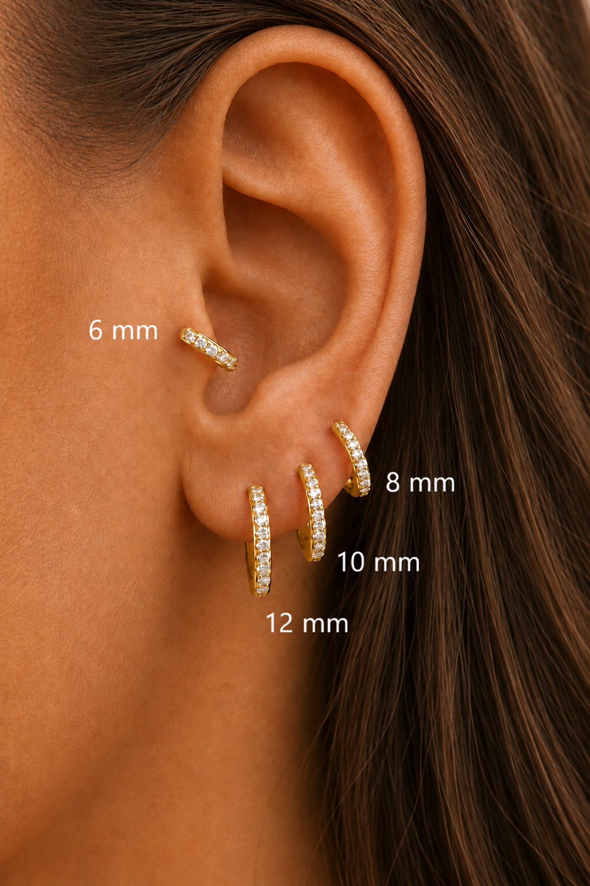 Sacce Scarves&Accessories Zirkon Taşlı Halka Piercing Tragus Helix Conch Kıkırdak Tek Adet Minimal görsel 5