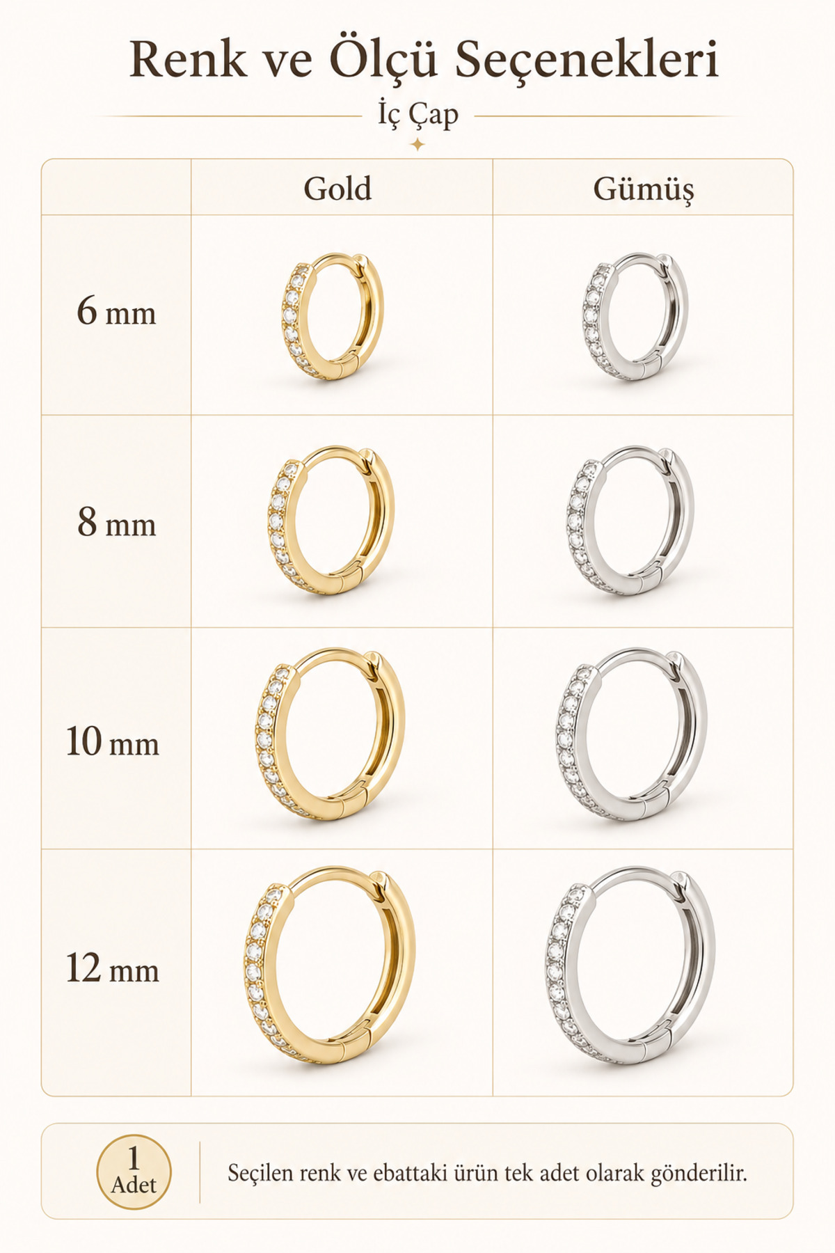 Sacce Scarves&Accessories Zirkon Taşlı Halka Piercing Tragus Helix Conch Kıkırdak Tek Adet Minimal görsel 4