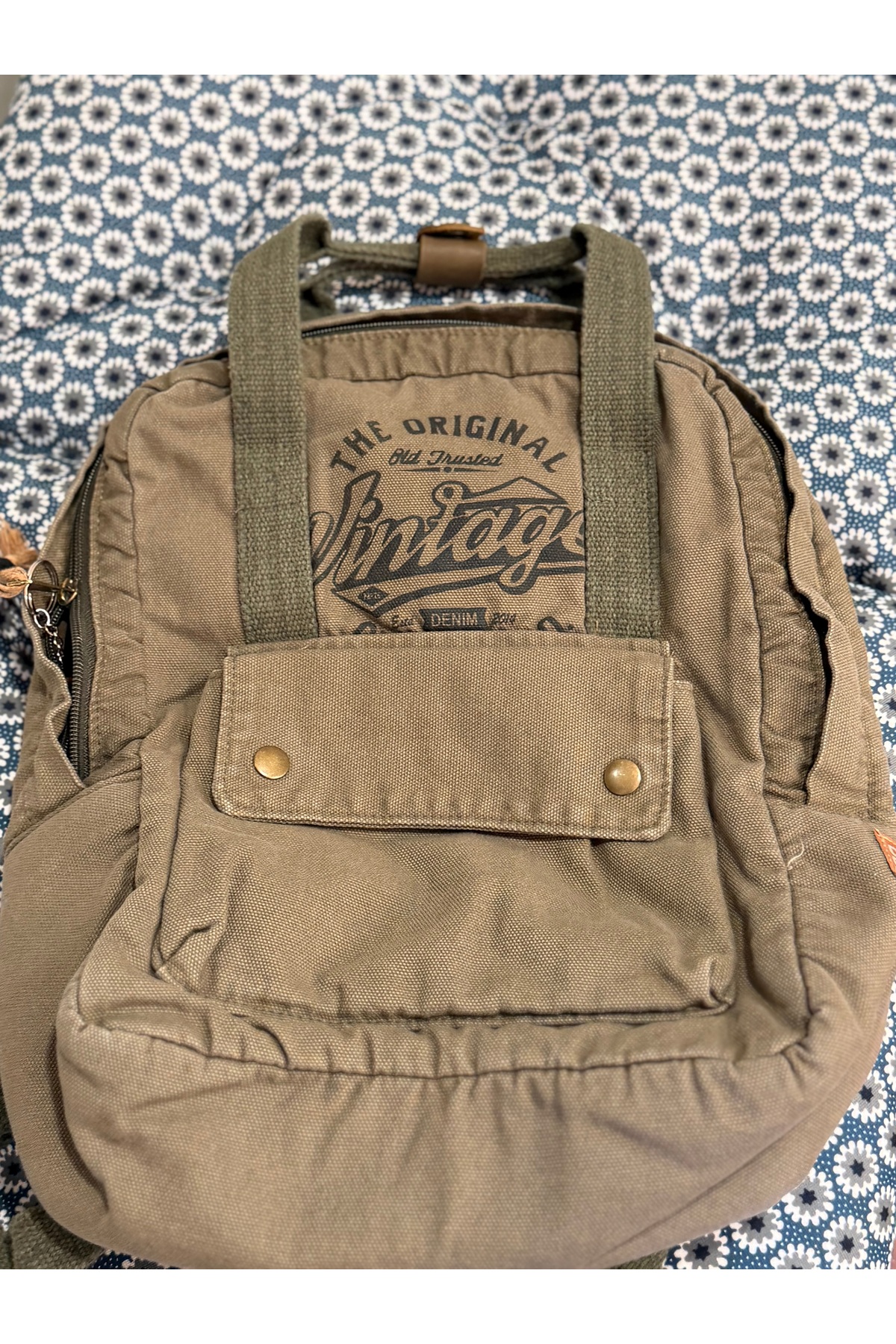 QUİCKPREP Old Cotton Cargo Vintage Yıkanmış Kanvas El Ve Sırt Çantası Haki / Yeşil görsel 3