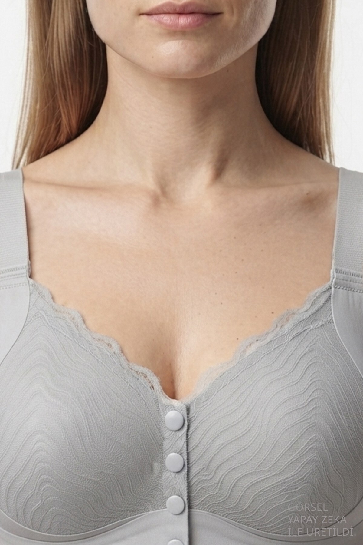 Cottonhill Seamless Bra - Larevia | Lazer Kesim Önden Düğmeli Tül Detaylı Kadın Sütyen 3'lü Paket görsel 4