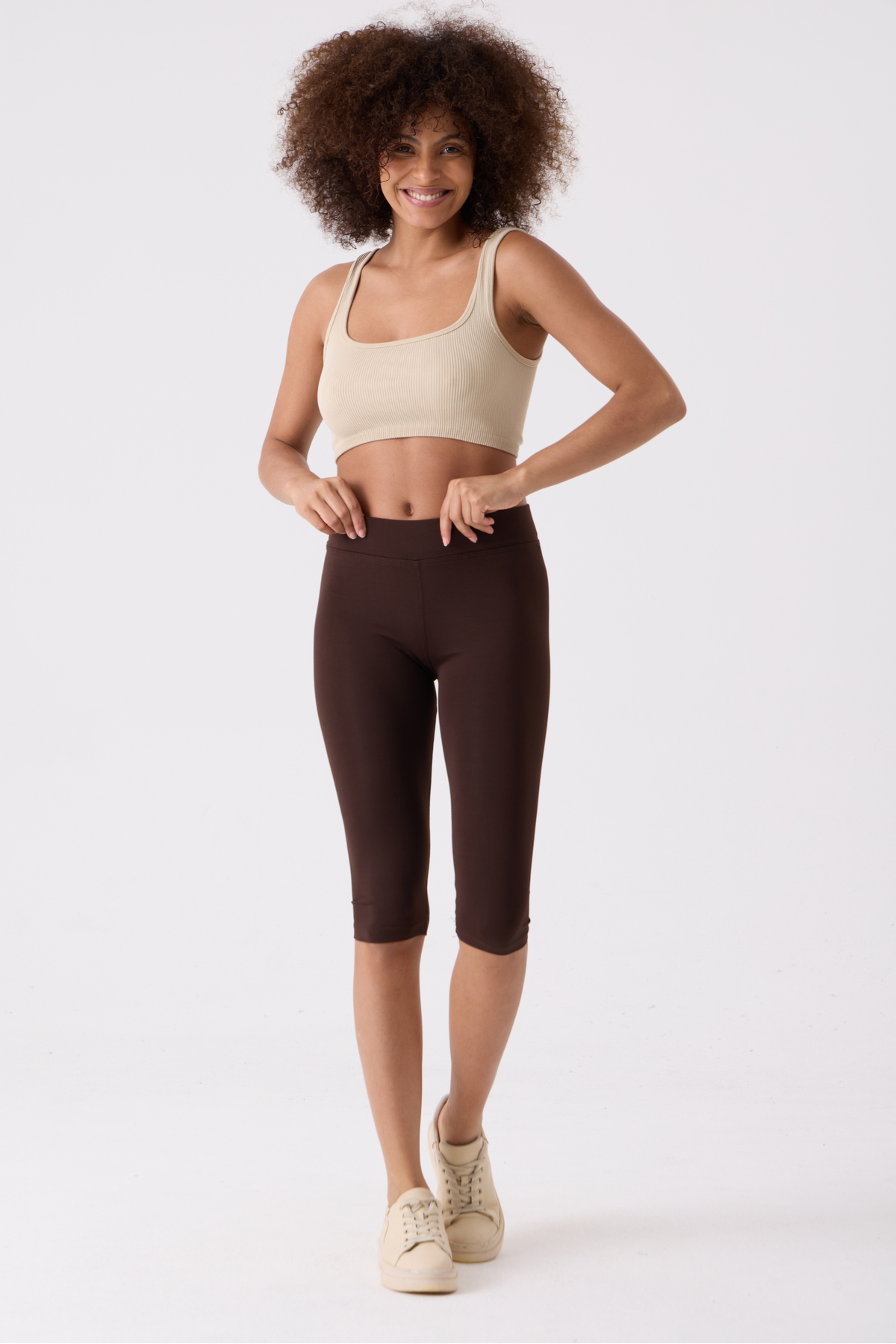 Clothes Fast Kadın Yüksek Bel Kapri Tayt Diz Altı Esnek Toparlayıcı Günlük Spor Yazlık Tayt Premium görsel 3