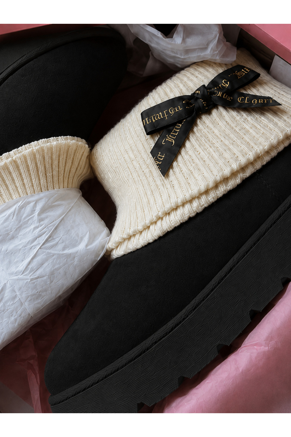 Gofeel Ribbon Couture Siyah Peluş Dokulu Bot görsel 2