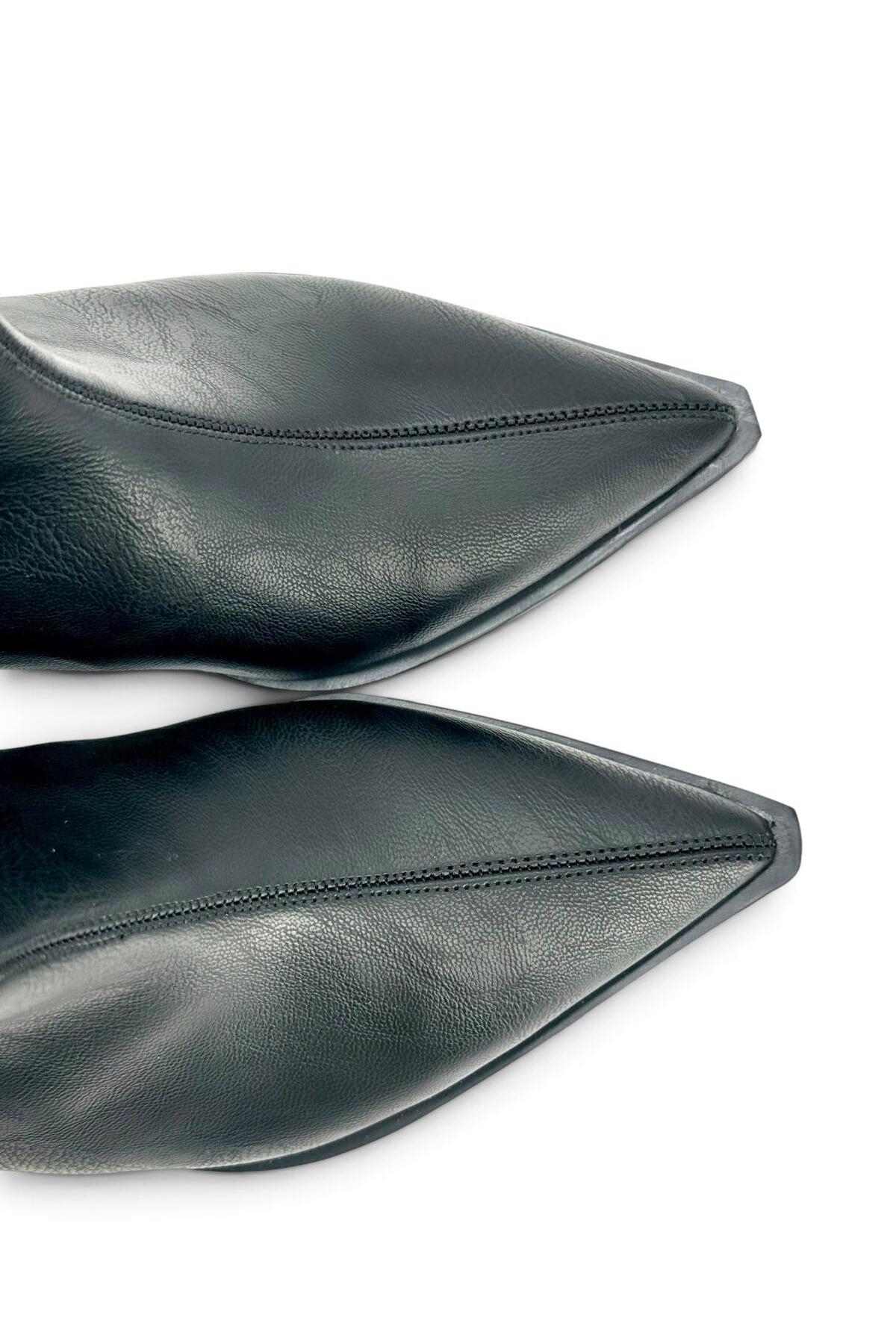 besoin shoes store Kısa Topuklu Fermuarlı Kaymaz Taban Bot Siyah 3 cm görsel 5