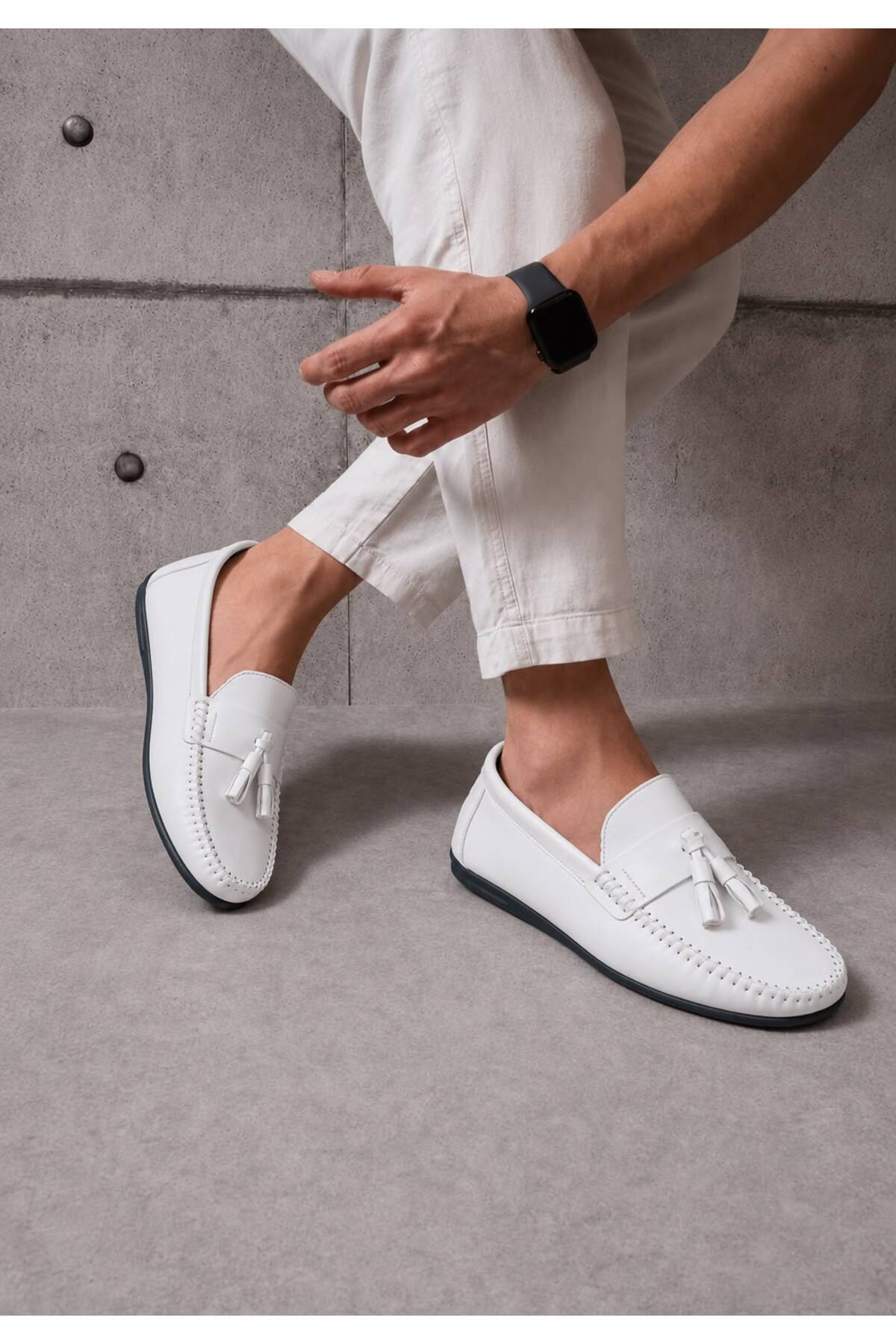 FLARF Erkek Beyaz loafer Ayakkabı Günlük şık ve Rahat giyim