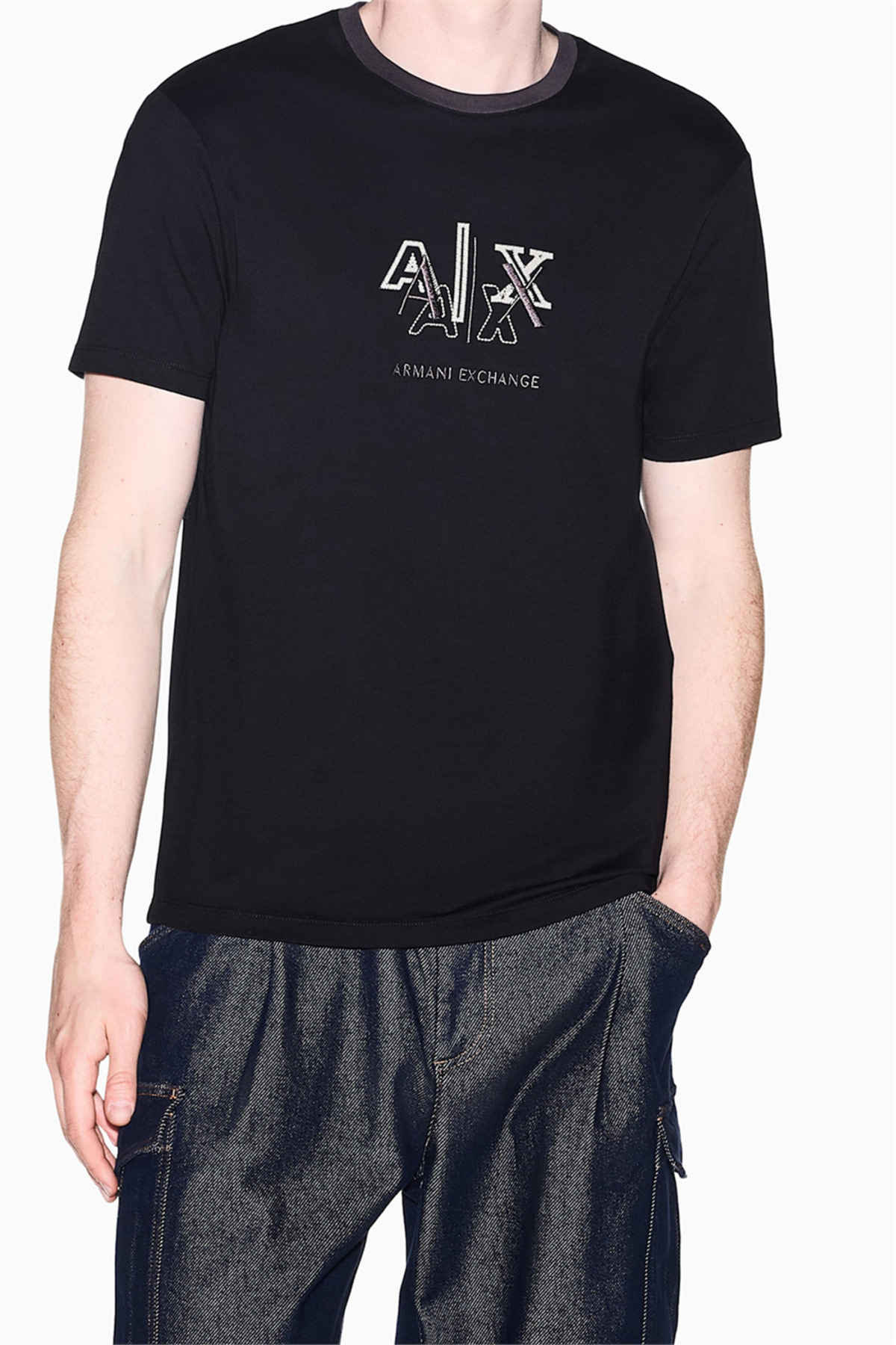 تی‌شرت یقه گرد مردانه مشکی آرمانی اکسچنج تی شرت Armani Exchange