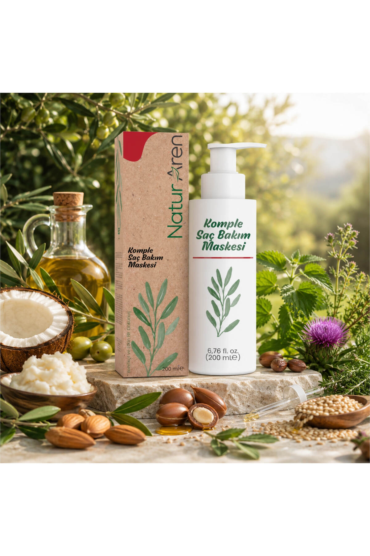 Komple Saç Bakım Maskesi – Biotin, Keratin ve 7 Bitkisel Yağ İçeren Besleyici ve Onarıcı Bakım 200 ml — 8682887518537 — تصویر 6 از 7