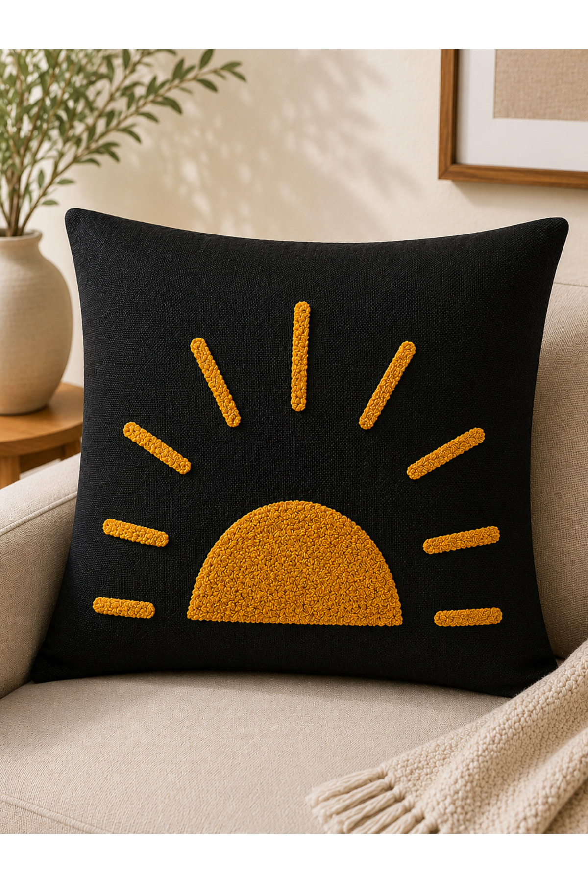 2 Adet Punch Kırlent Kılıfı 43x43 cm – Dekoratif Nakışlı Kırlent Seti