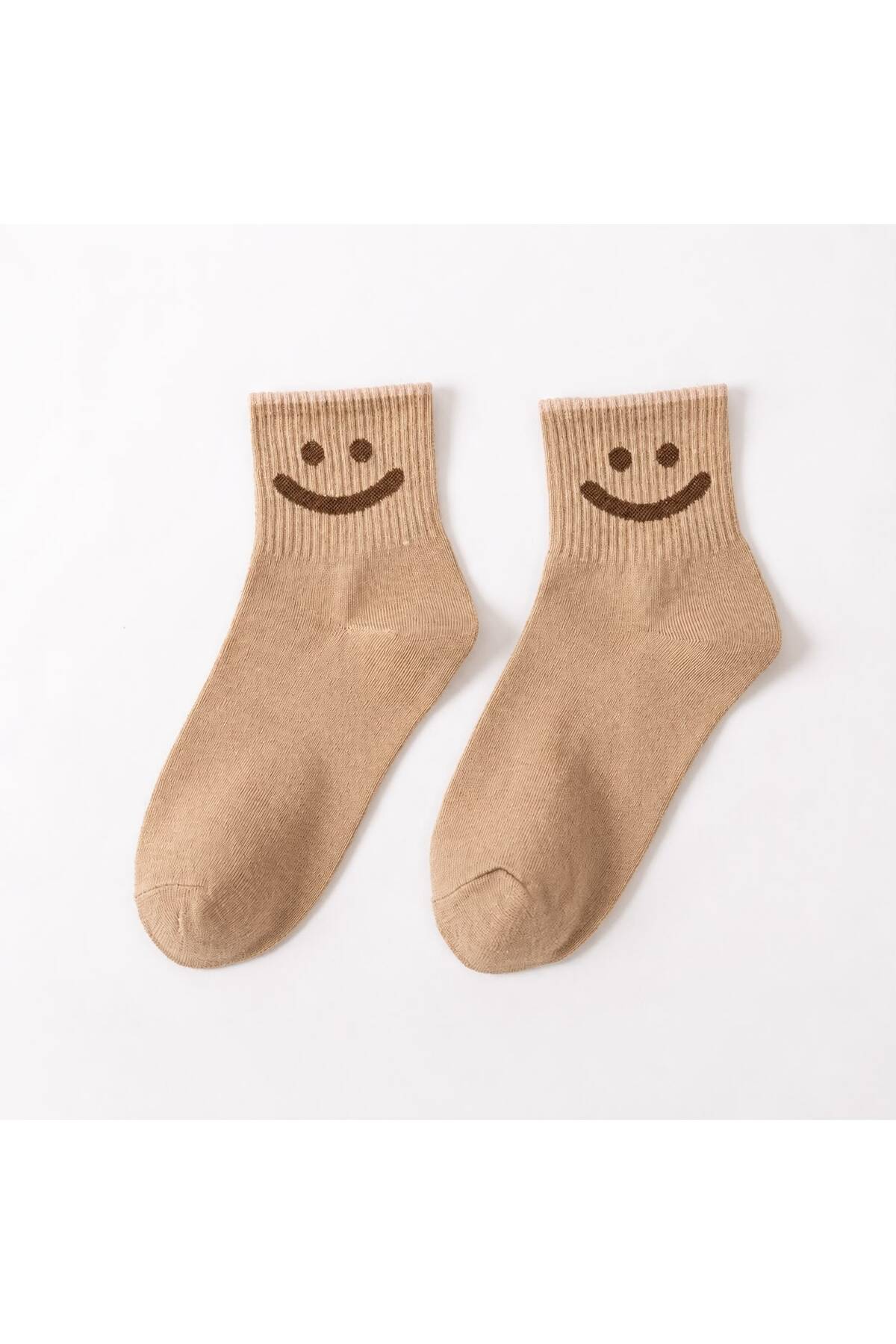 Sky Socks 8 ' Li Gülen Yüz Desenli Kısa Konç Unisex Çorap Seti görsel 4