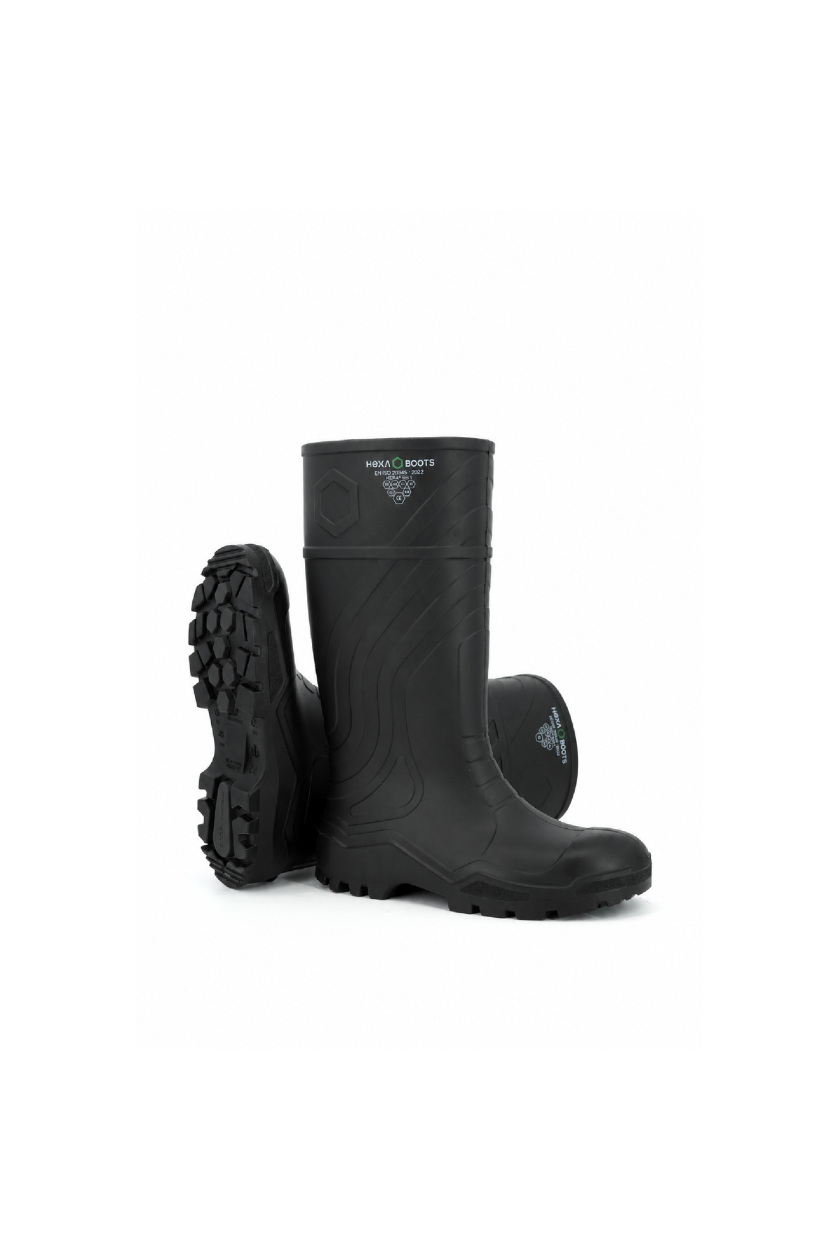 Hexa boots O4 Poliüretan İş Çizmesi, Çelik Burunsuz, Kaymaz Taban, Siyah, 41 Numara