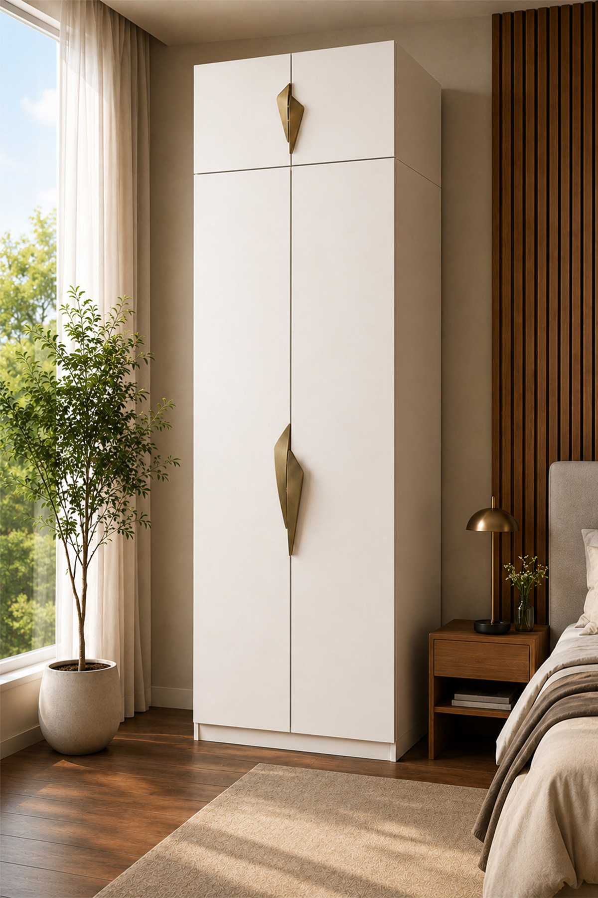 Gama 4 Kapaklı Çekmeceli+ Ek Modüllü Tasarım Kulplu 253 cm Gardırop Elbise Dolabı görsel 2