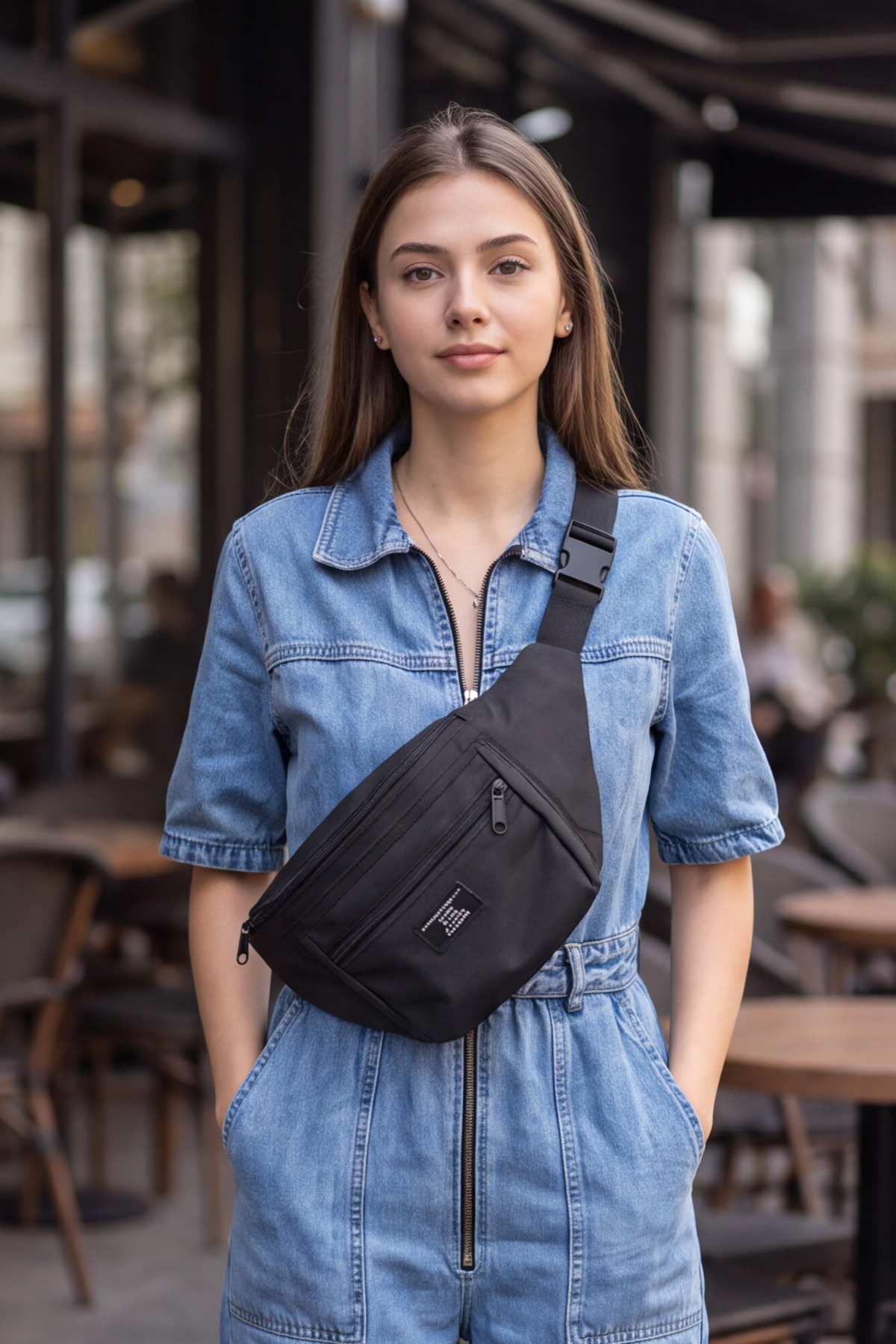 Liarca Çok Bölmeli Unisex Bel Çantası Çapraz Göğüs Ve Omuz Çantası Kilit Tokalı Ayarlanabilir Askılı Spor