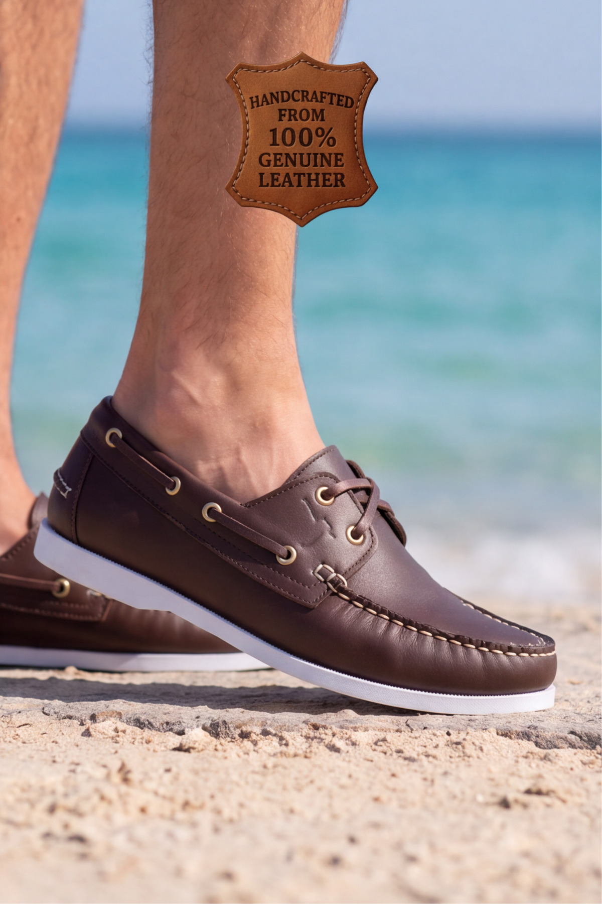 Liarca Marin Boat Shoe, %100 Hakiki Deri Kahverengi Kauçuk Sararmaz Taban Erkek Boat Shoe Mokasen Laofer C görsel 6