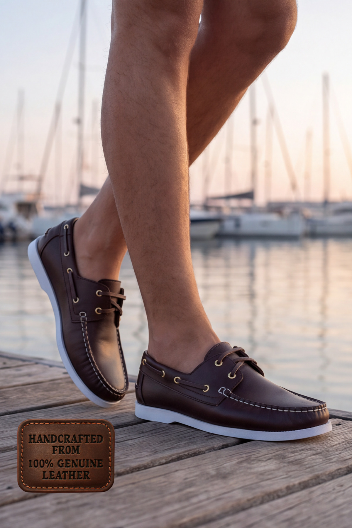 Liarca Nautical Hakiki Deri Kahverengi Kauçuk Anti Sararma Özellikli Taban Boat Shoe Loafer Makosen Casual görsel 8