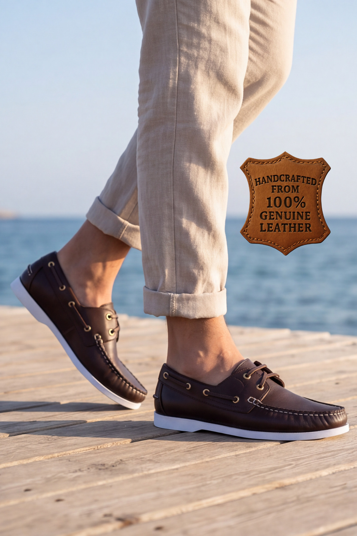 Liarca Nautical Hakiki Deri Kahverengi Kauçuk Anti Sararma Özellikli Taban Boat Shoe Loafer Makosen Casual görsel 6