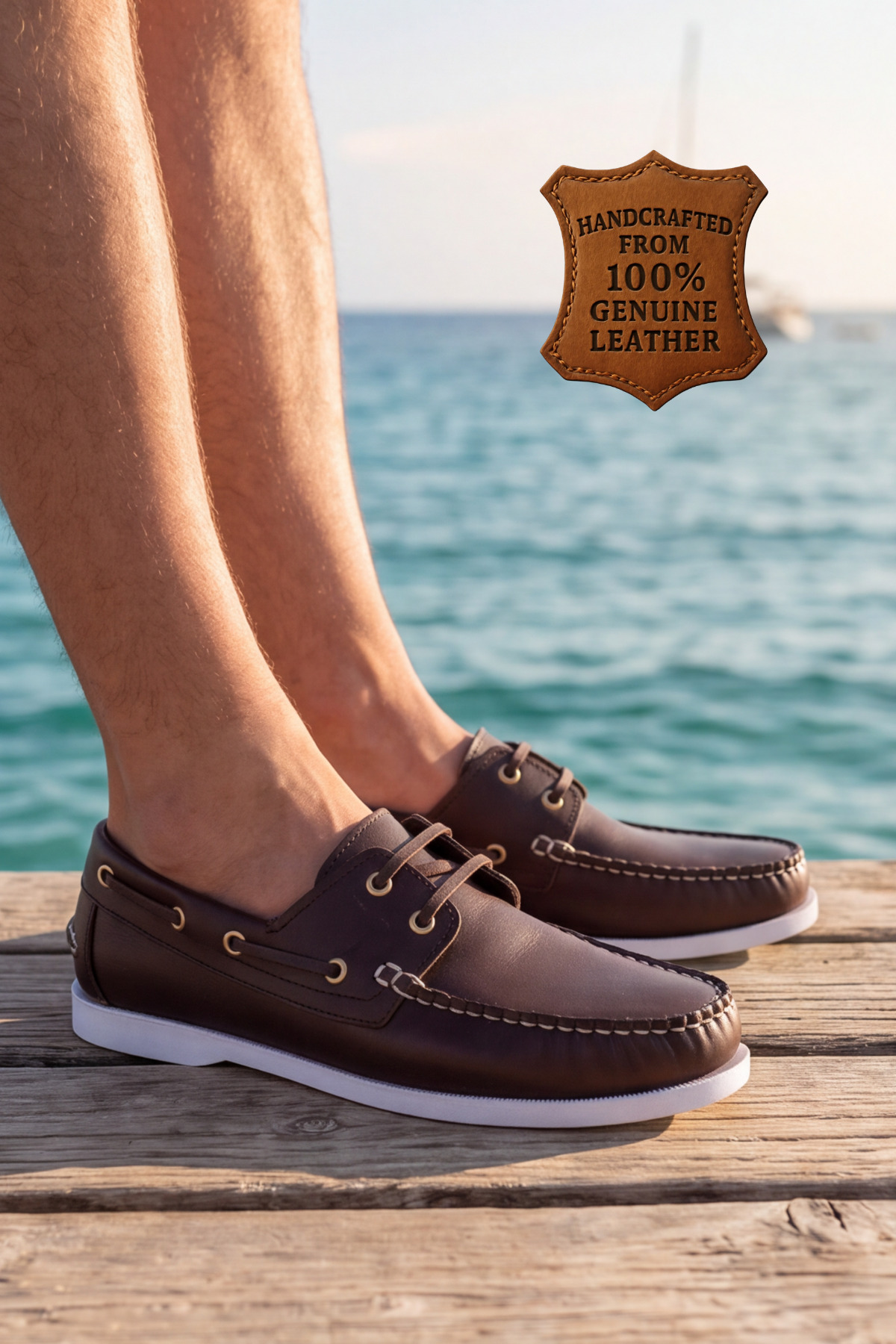 Liarca Nautical Hakiki Deri Kahverengi Kauçuk Anti Sararma Özellikli Taban Boat Shoe Loafer Makosen Casual görsel 2