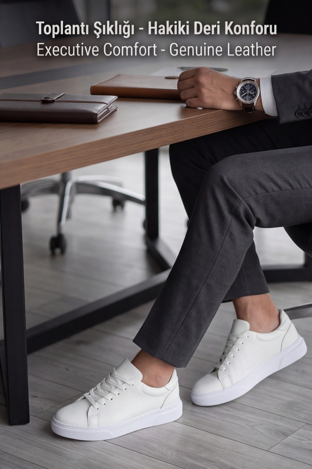 Liarca Asterio %100 Hakiki Deri Sararmayan Faylon Taban Sneaker Klasik Beyaz Ayakkabı görsel 4