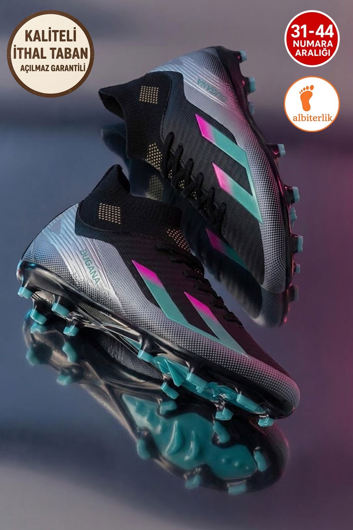 AlbiShoes Erkek Halı Saha Krampon Kaliteli İthal Taban Çim Saha Çoraplı Ayağı Saran Esnek Konforlu