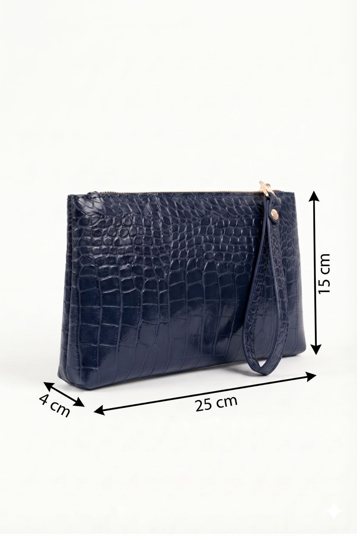PurpleART Kadın Lacivert Pörtföy El Çantası Kroko Croco görsel 4