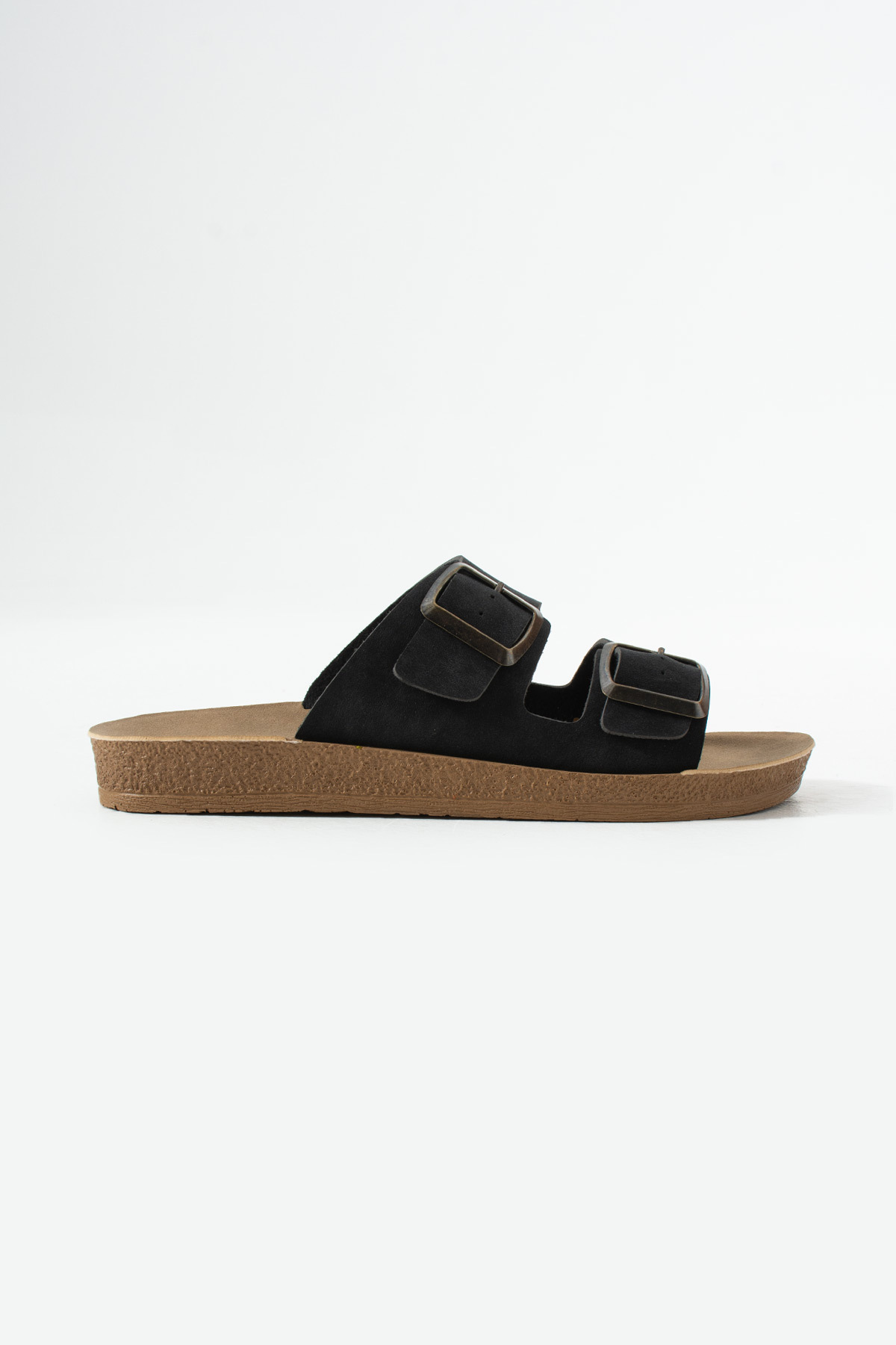Polomia Comfort Unisex Çift Bant Tokalı Süet Anatomik Şık Uygun Trend Günlük Terlik görsel 3