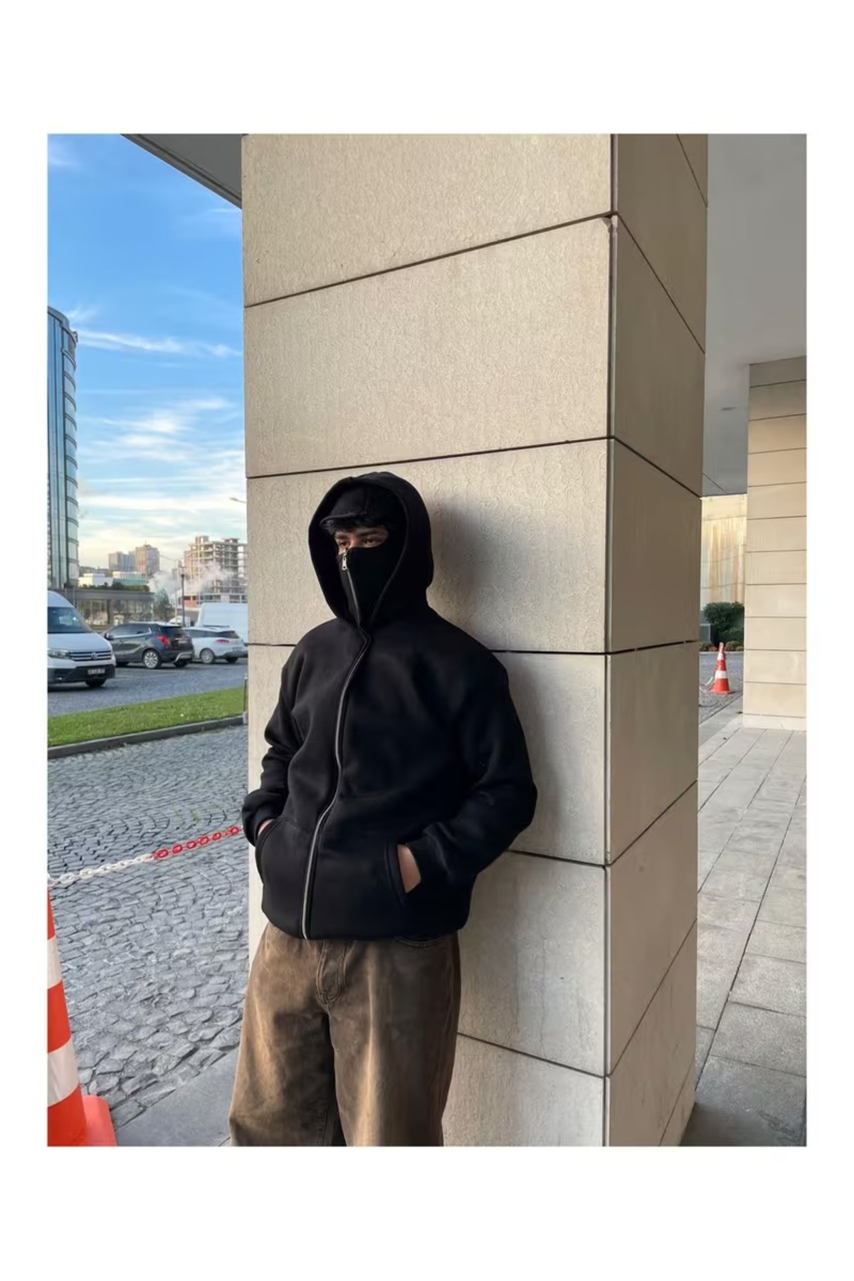 AZIZI TEKSTIL Kar Maskeli Ninja Unisex Sweatshirt Hırka 2iplik kalın polar görsel 3