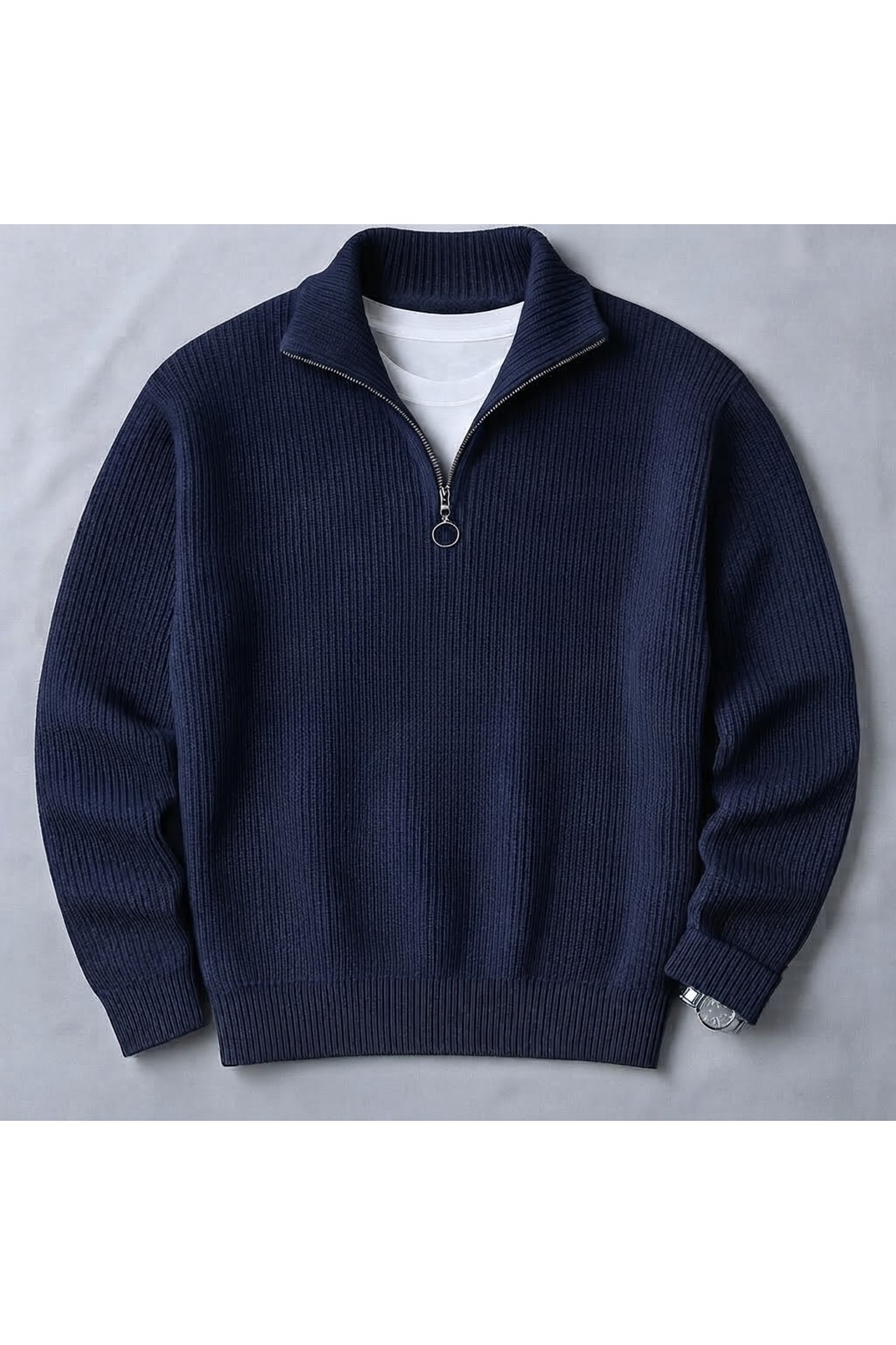 zs zaos fashion erkek uzun kol kalın kışlık %100 pamuk dikyaka triko kazak regular kalıp basic rahat