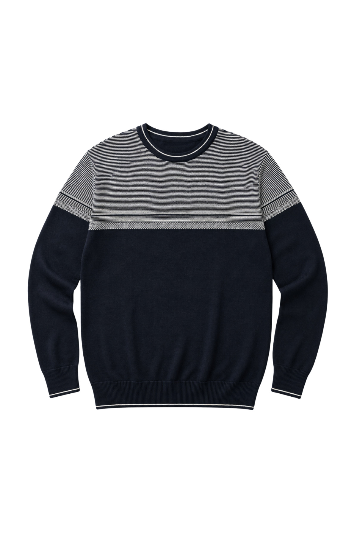 BattalModa Erkek Büyük Beden Lacivert Bisiklet Yaka Ufuk Triko Kazak 5XL-6XL-7XL-8XL görsel 4