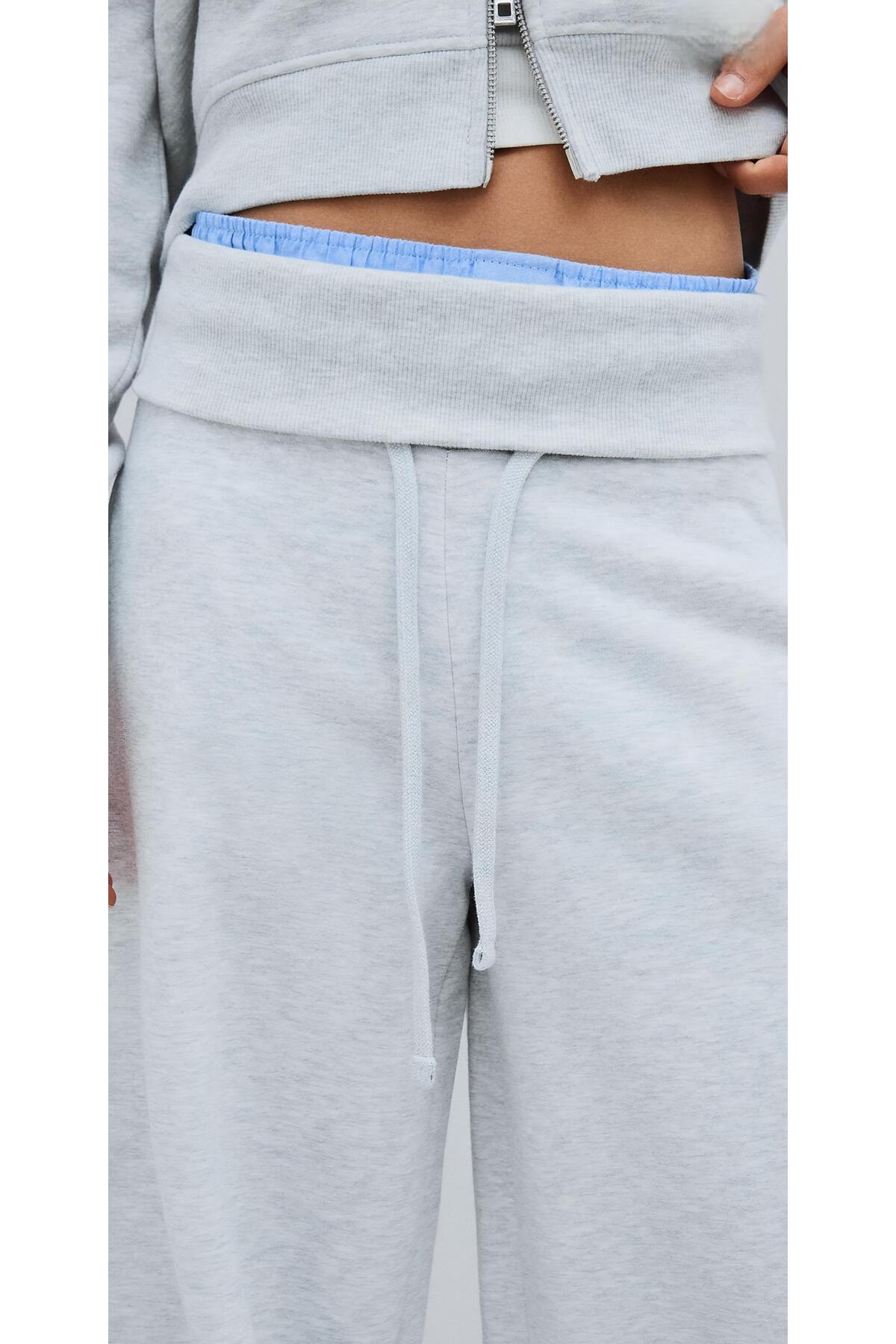 Hira Online Üç İplik Şardonlu Kıvrımlı Kaşkorse Bel Cepli Ayarlanabilir Lastikli Ultra Bol Barrel Fit Baggy Pantolon\Eşofman Altı görsel 2