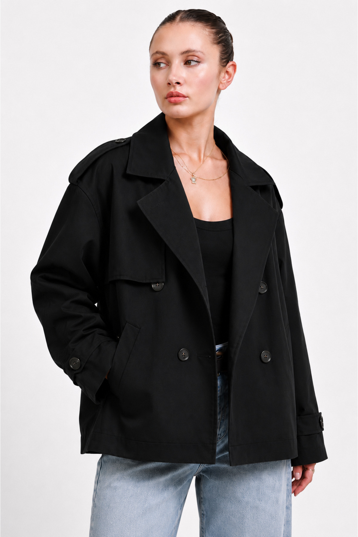 Helen Goods Yeni Sezon Kadın Midi Boy Su İtici Oversize Trençkot görsel 3