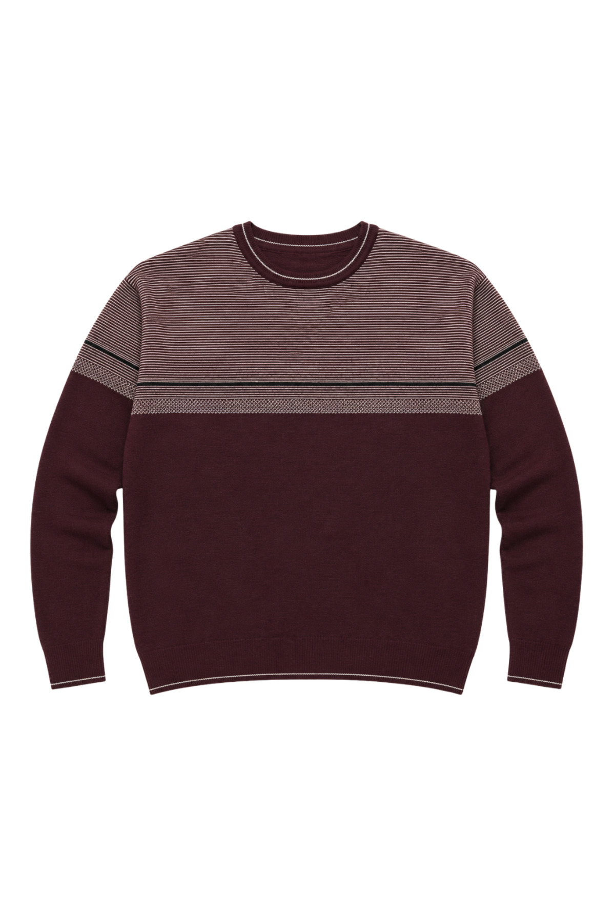 BattalModa Erkek Büyük Beden Bordo Bisiklet Yaka Ufuk Triko Kazak 5XL-6XL-7XL-8XL görsel 4