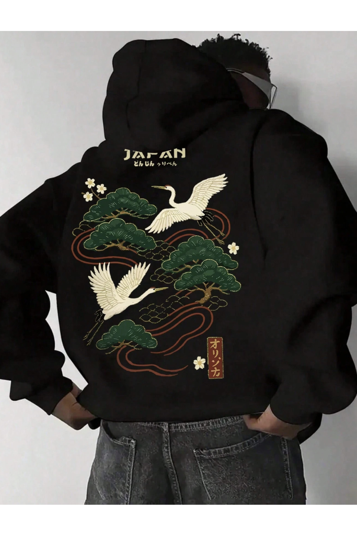 COHERENT Unisex Erkek/Kadın JAPAN Renkli Özel Baskılı Pamuklu Oversize Kapüşonlu Sweatshirt