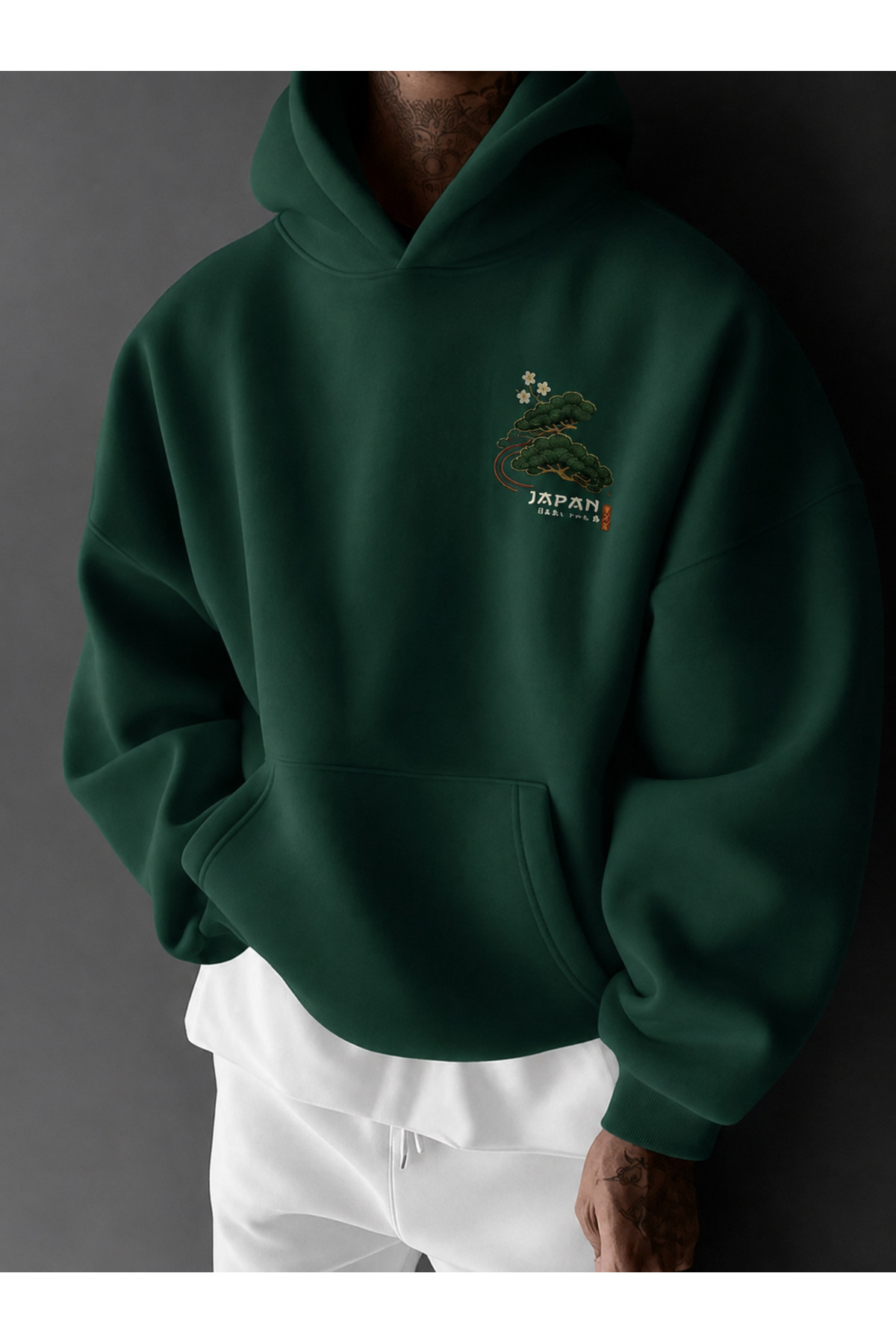 COHERENT Unisex Erkek/Kadın JAPAN Renkli Özel Baskılı Pamuklu Oversize Kapüşonlu Sweatshirt görsel 2