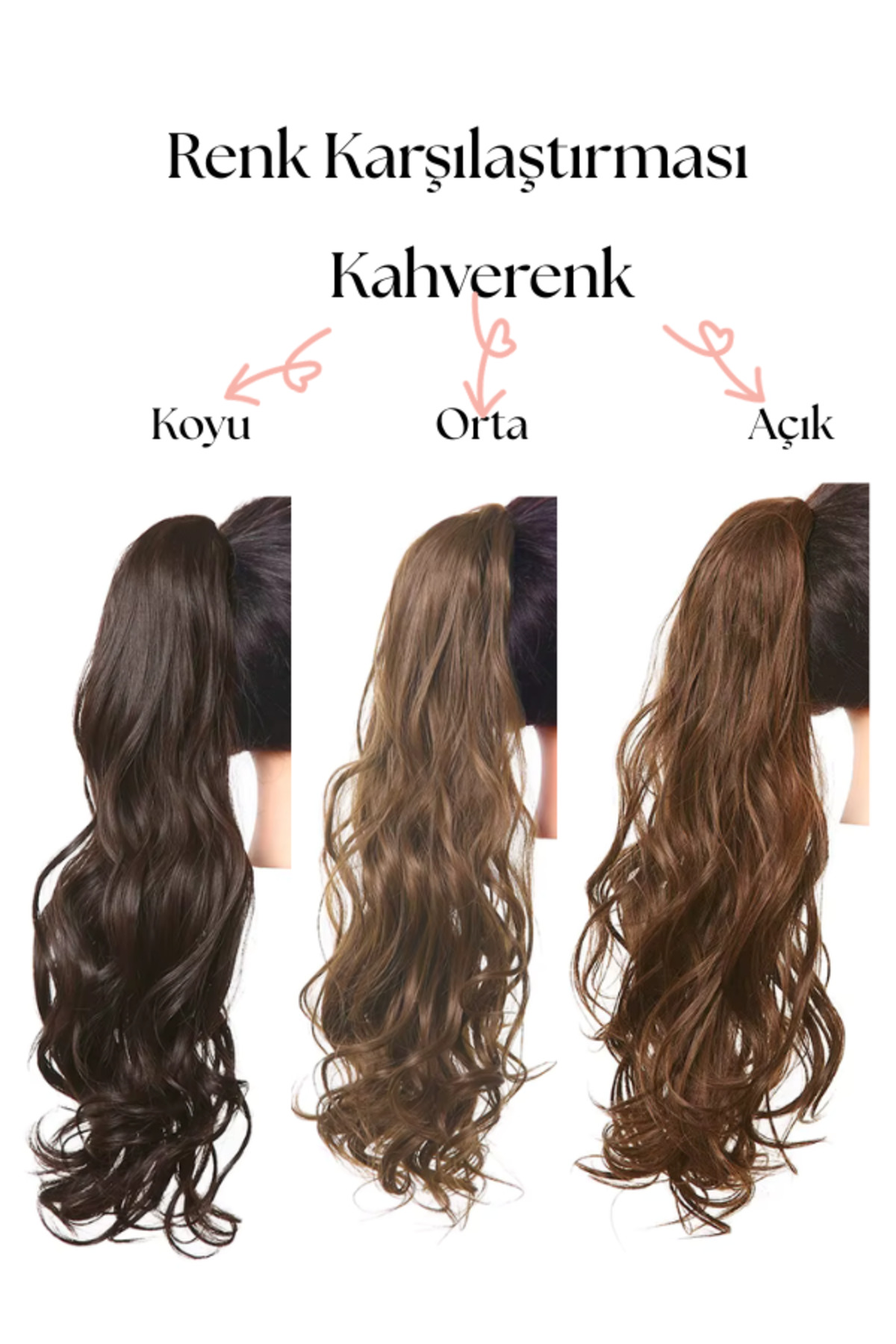 YARAT Açık Kahverenk 66 Cm Dalgalı Tokalı At Kuyrugu, Kalite Fiber Sentetik Isıya Dayanıklı Mandal, 150 Gram görsel 3