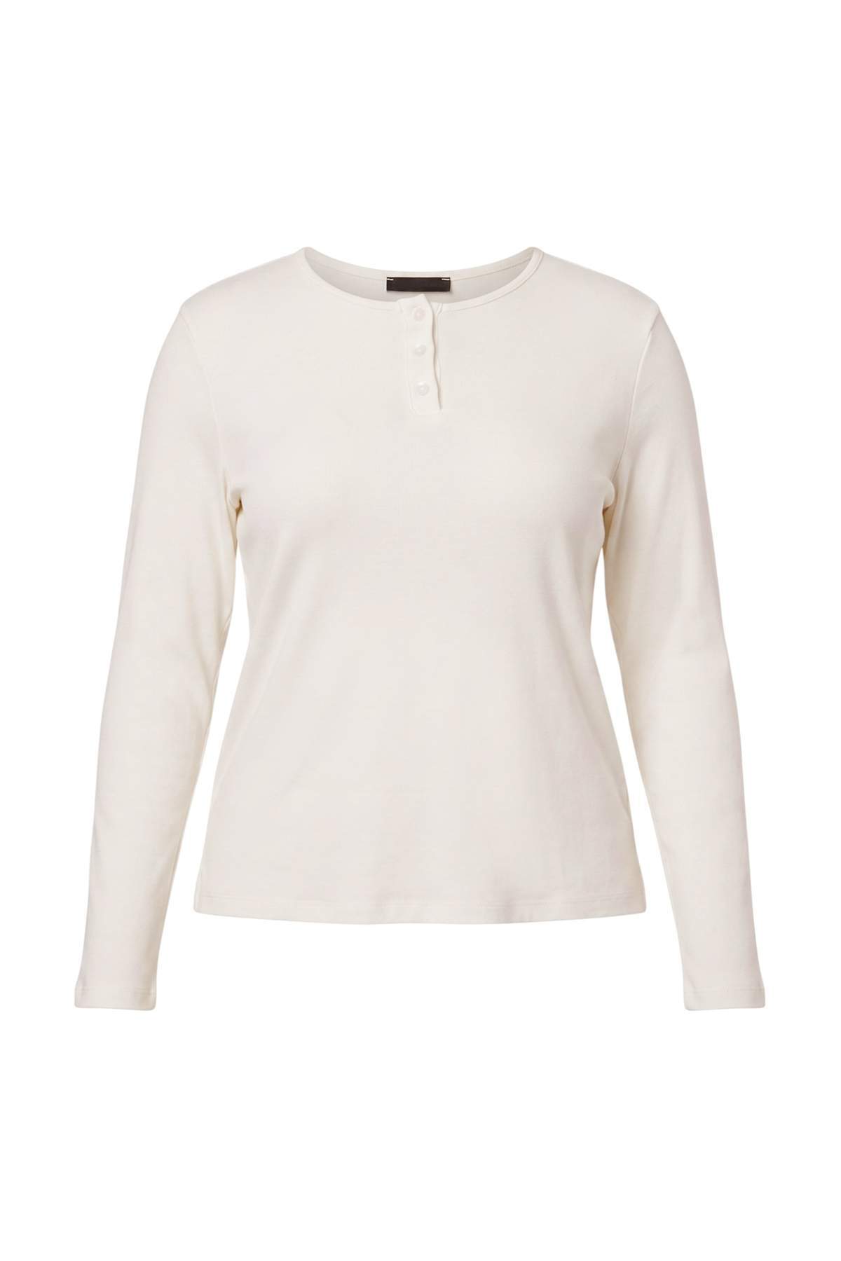 Trendyolmilla Curve Ekru Fitted/Vücuda Oturan Bisiklet Yaka Düğmeli Örme Bluz TBBAW27AF00044