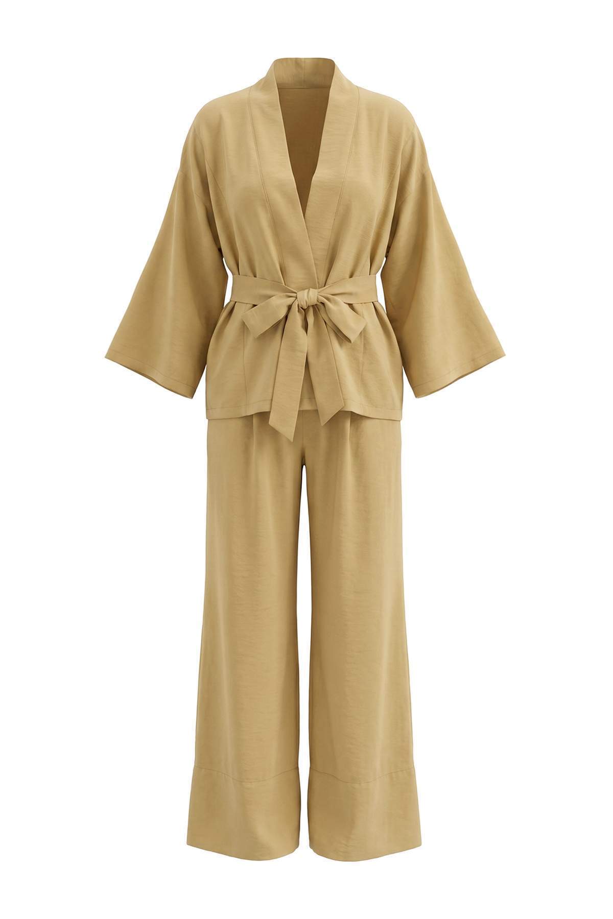 Trendyolmilla Modest Vizon Oversize Modal Kimono Pantolon Alt - Üst Takım TCTSS26US00048