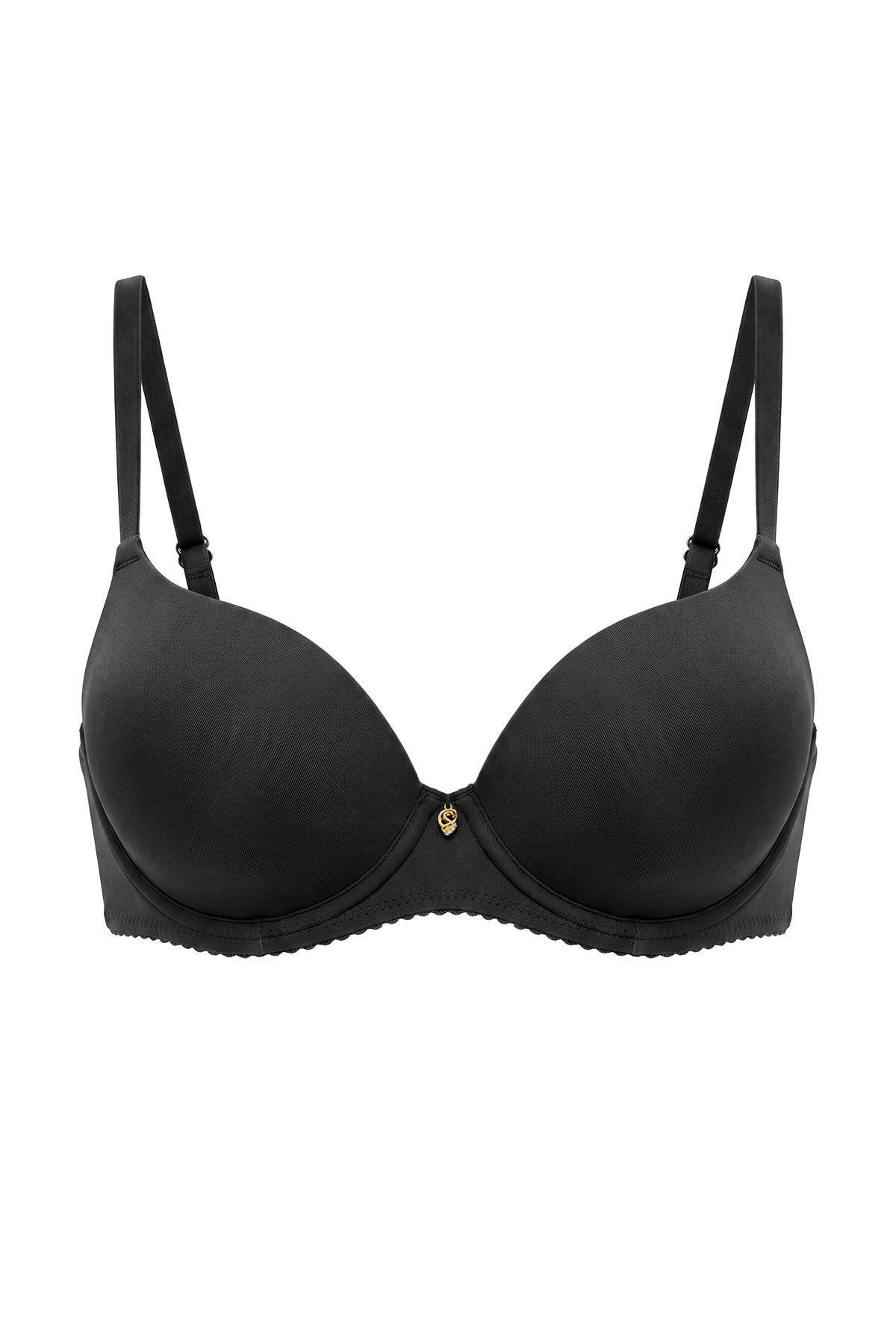 Trendyolmilla Siyah Tekli Micro Düz Push Up T-Shirt Bra Sütyen THMAW27SU00021