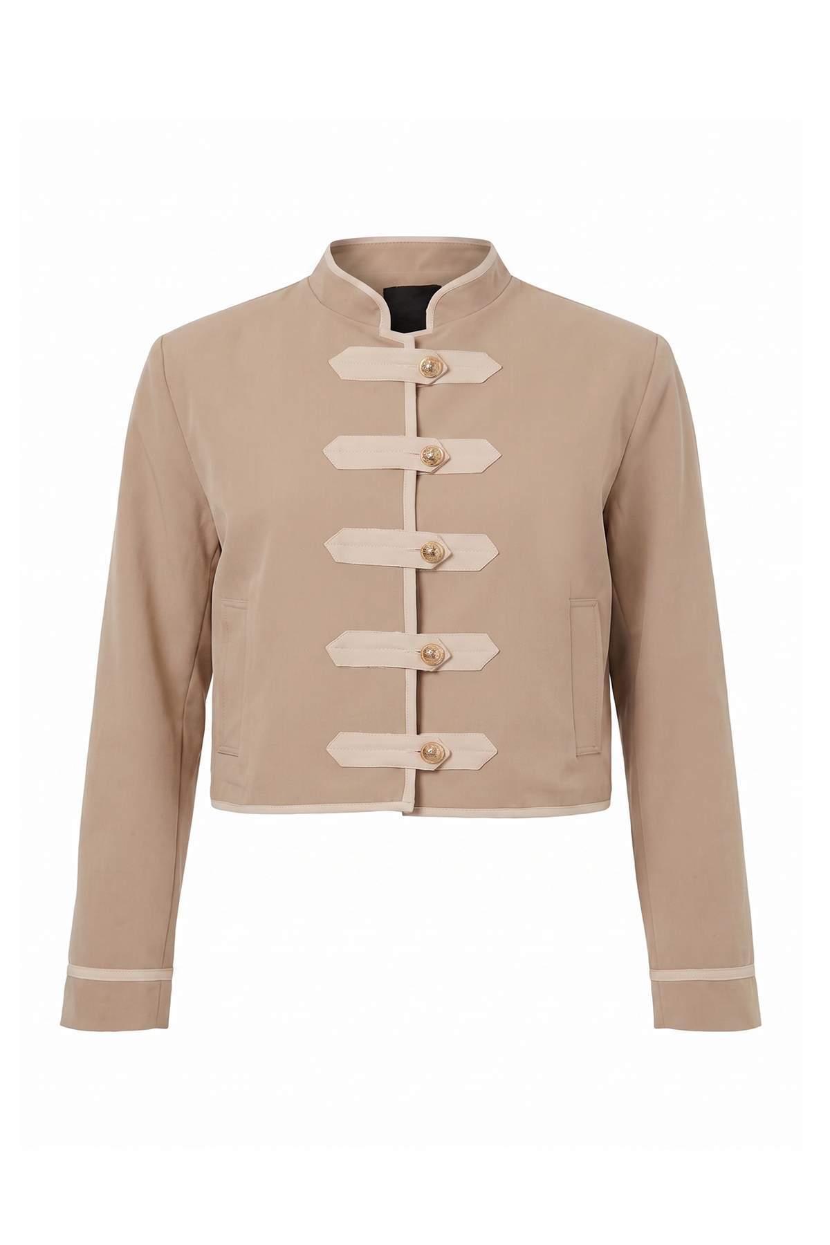 Trendyolmilla Bej Renk Bloklu Düğmeli Dokuma Blazer Ceket TWOAW27BC00028